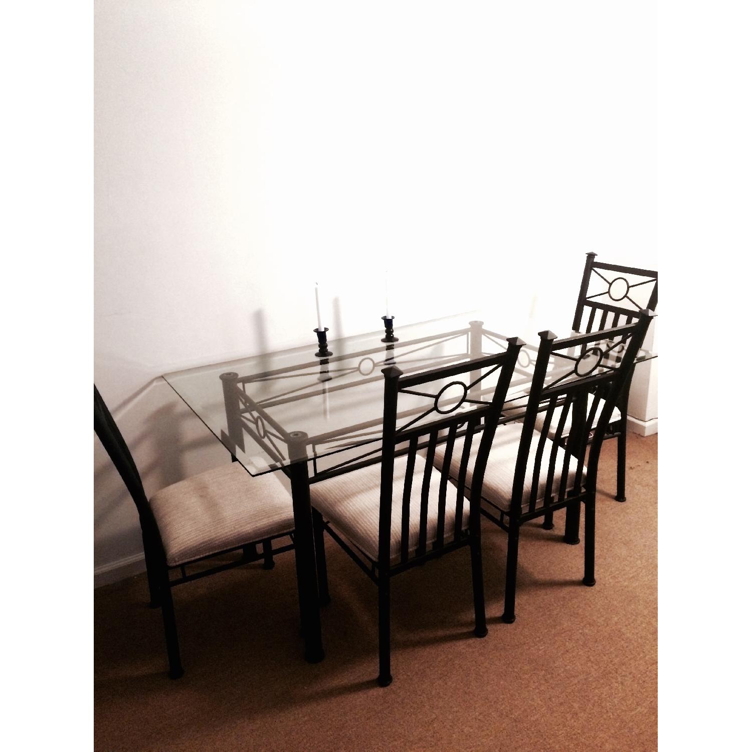 Glass Black Table Dining Table w/ 4 Chairs - image-2