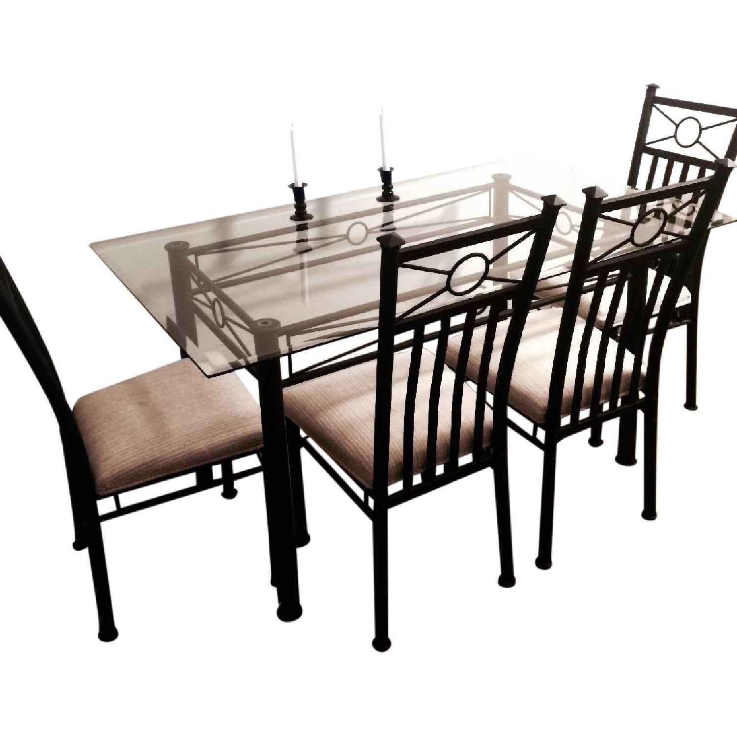 Glass Black Table Dining Table w/ 4 Chairs AptDeco