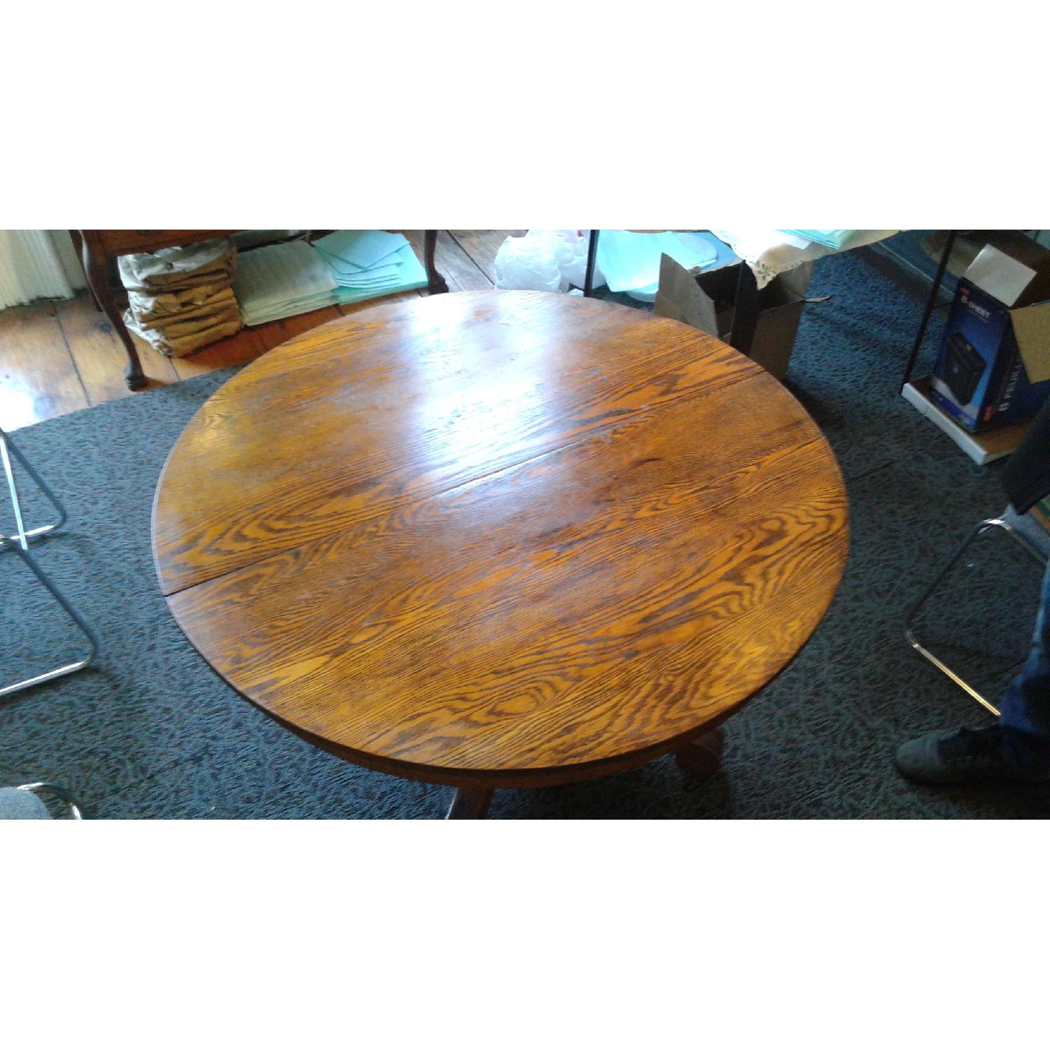 Vintage Oak Pedestal Table AptDeco