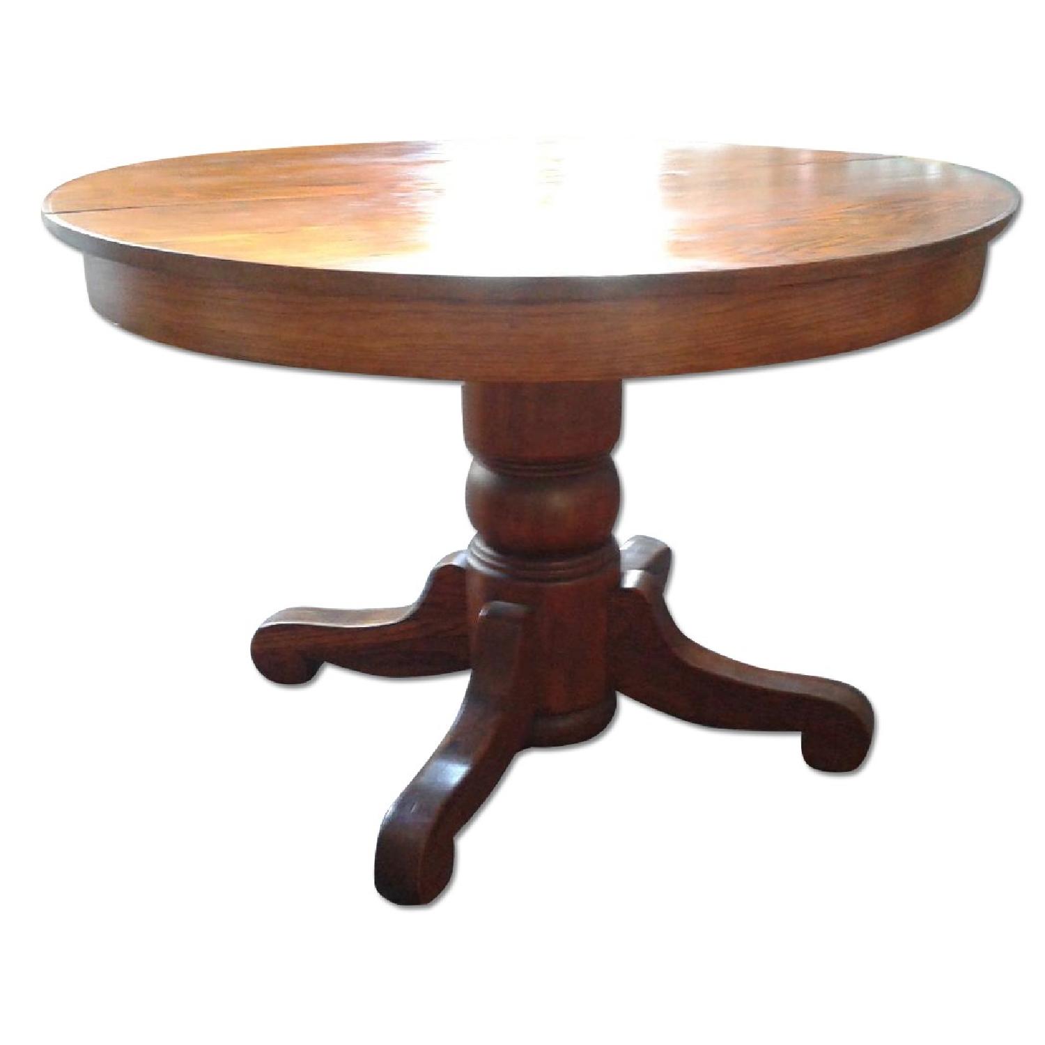 Vintage Oak Pedestal Table AptDeco