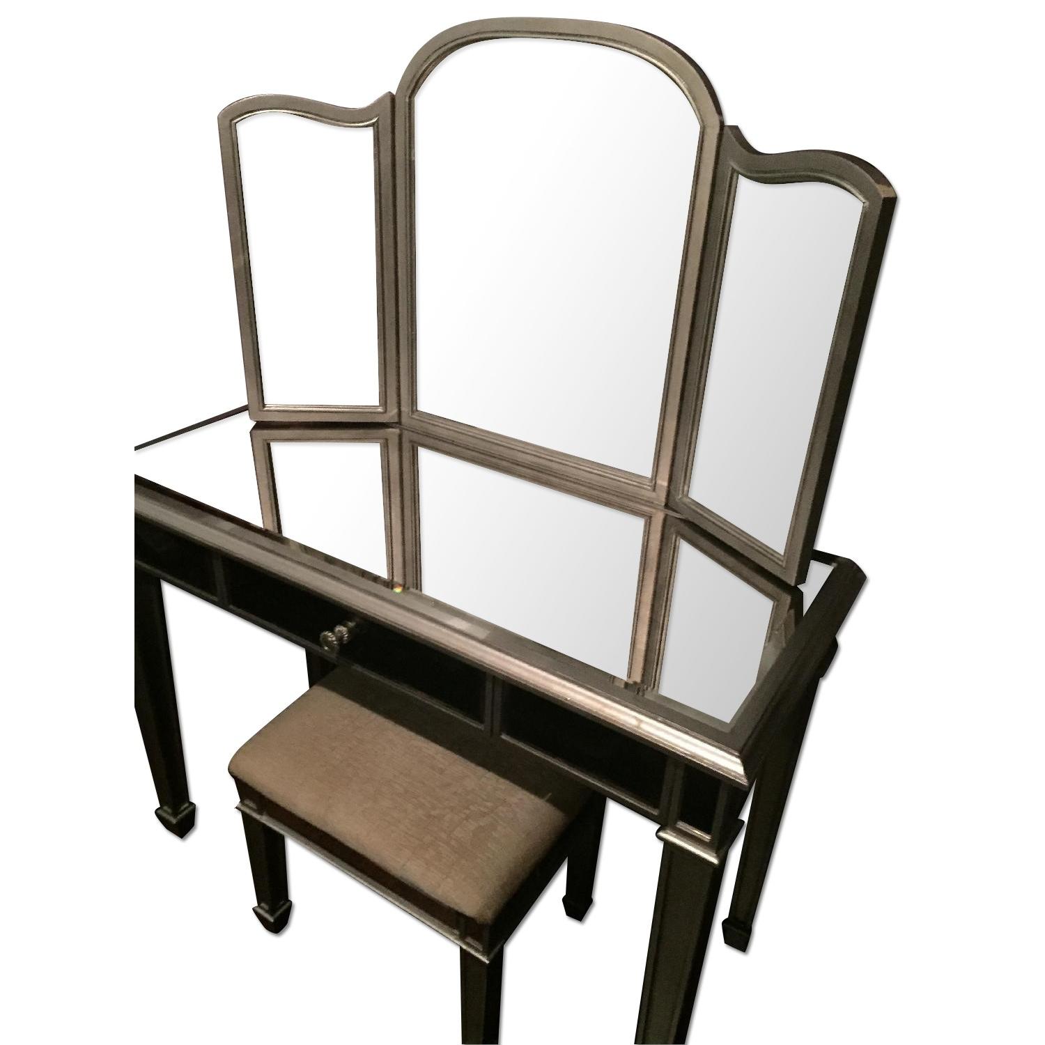 Pier 1 Silver Hayworth Vanity w/ Mirror & Stool - image-0