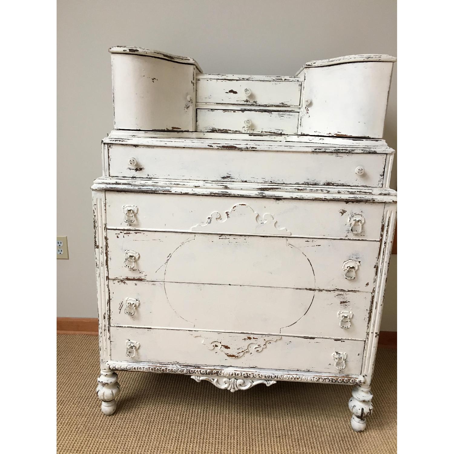 Vintage White Washed Vanity Chest of Drawers AptDeco
