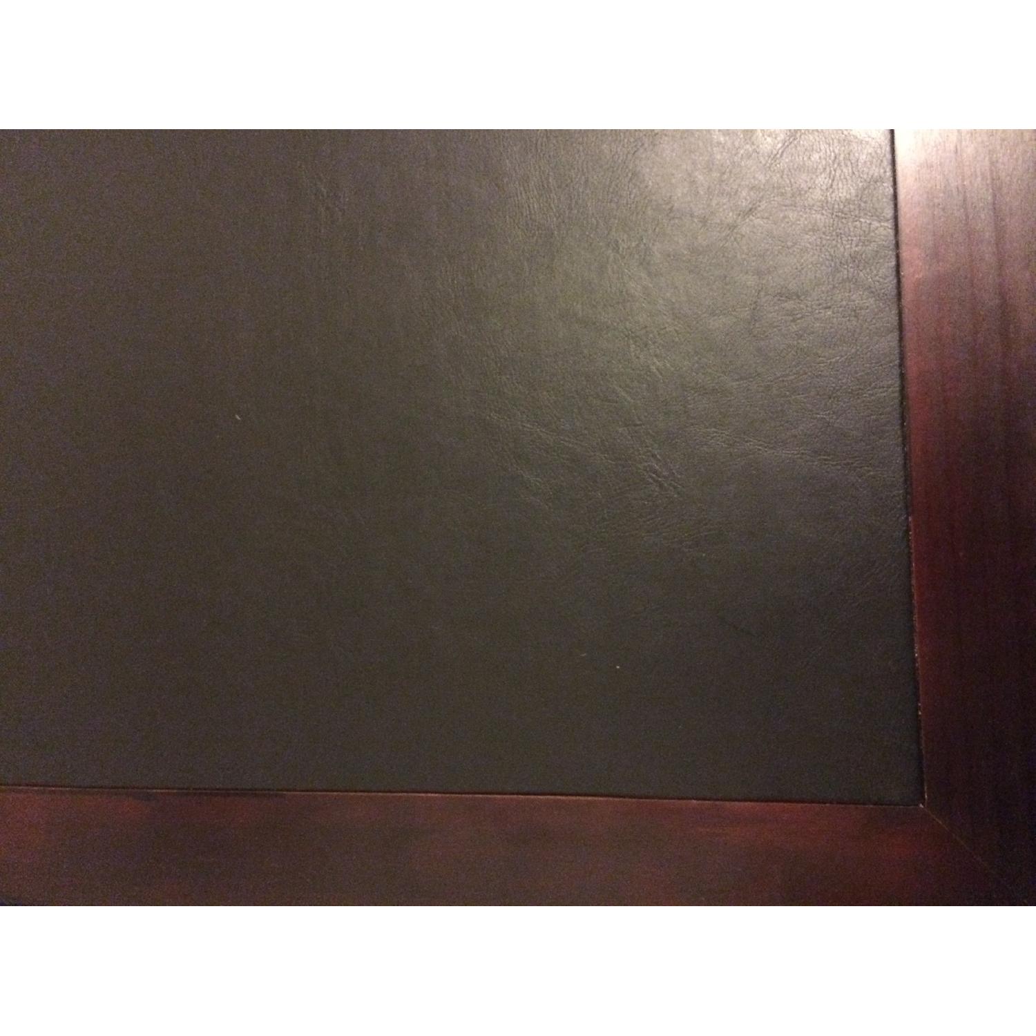 Folding Espresso Wood Table With Vinyl Inset w/ 4 Chairs AptDeco