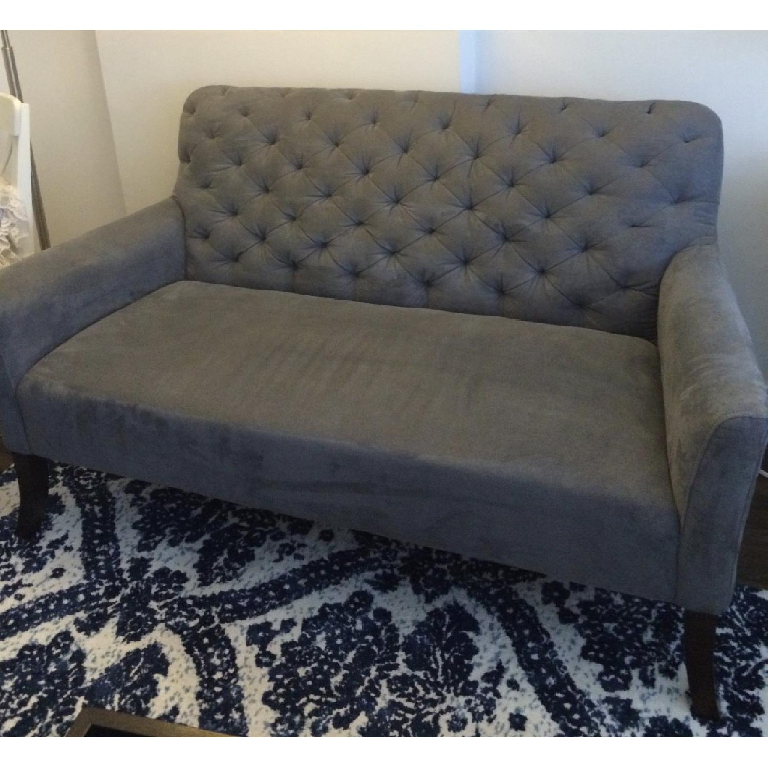 West Elm Elton Faux Suede Settee in Heather Gray - image-7