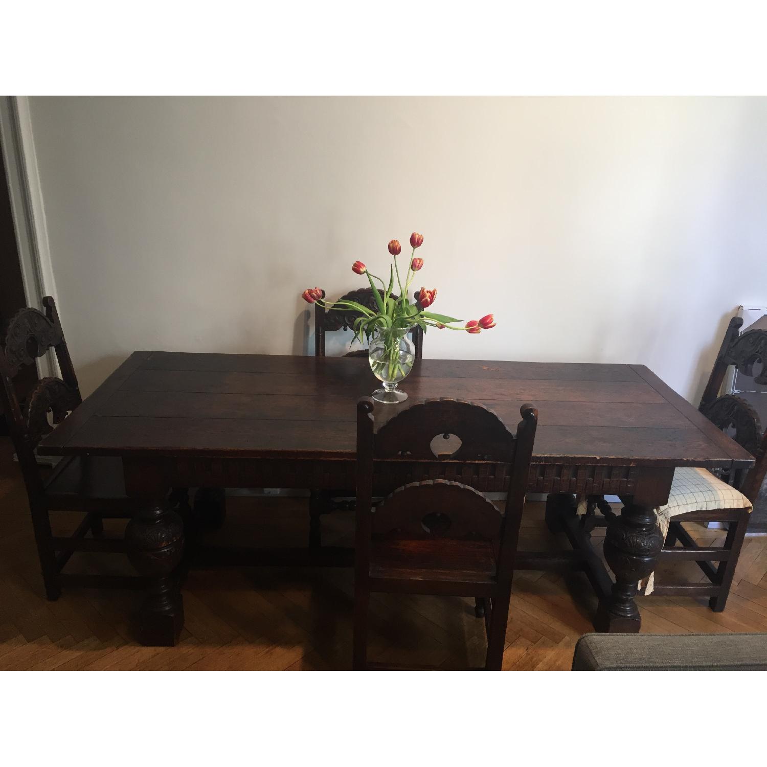Vintage Tudor Table w/ 4 Chairs - image-6