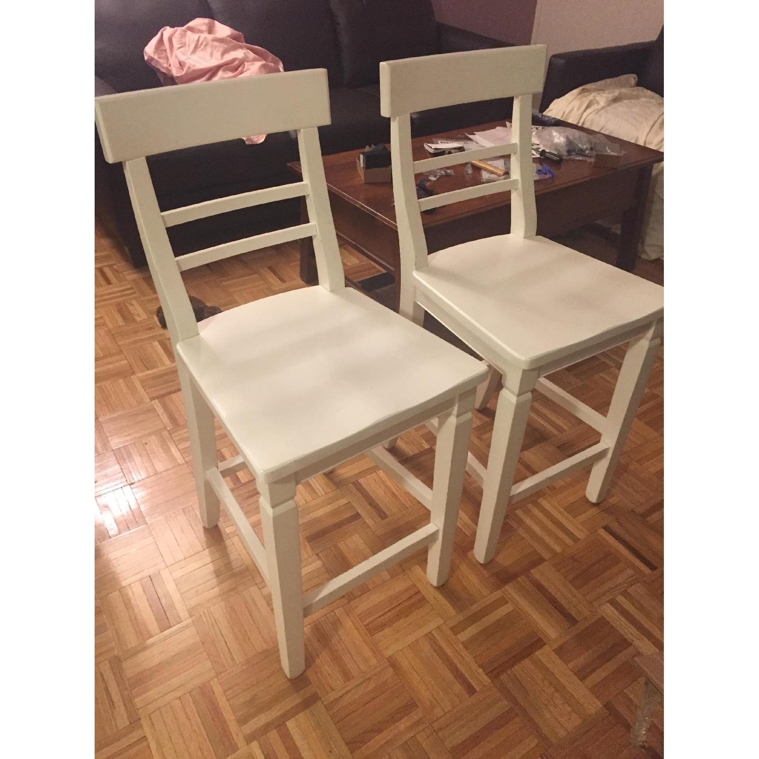 Pottery Barn White Bar Stools - Pair - image-1