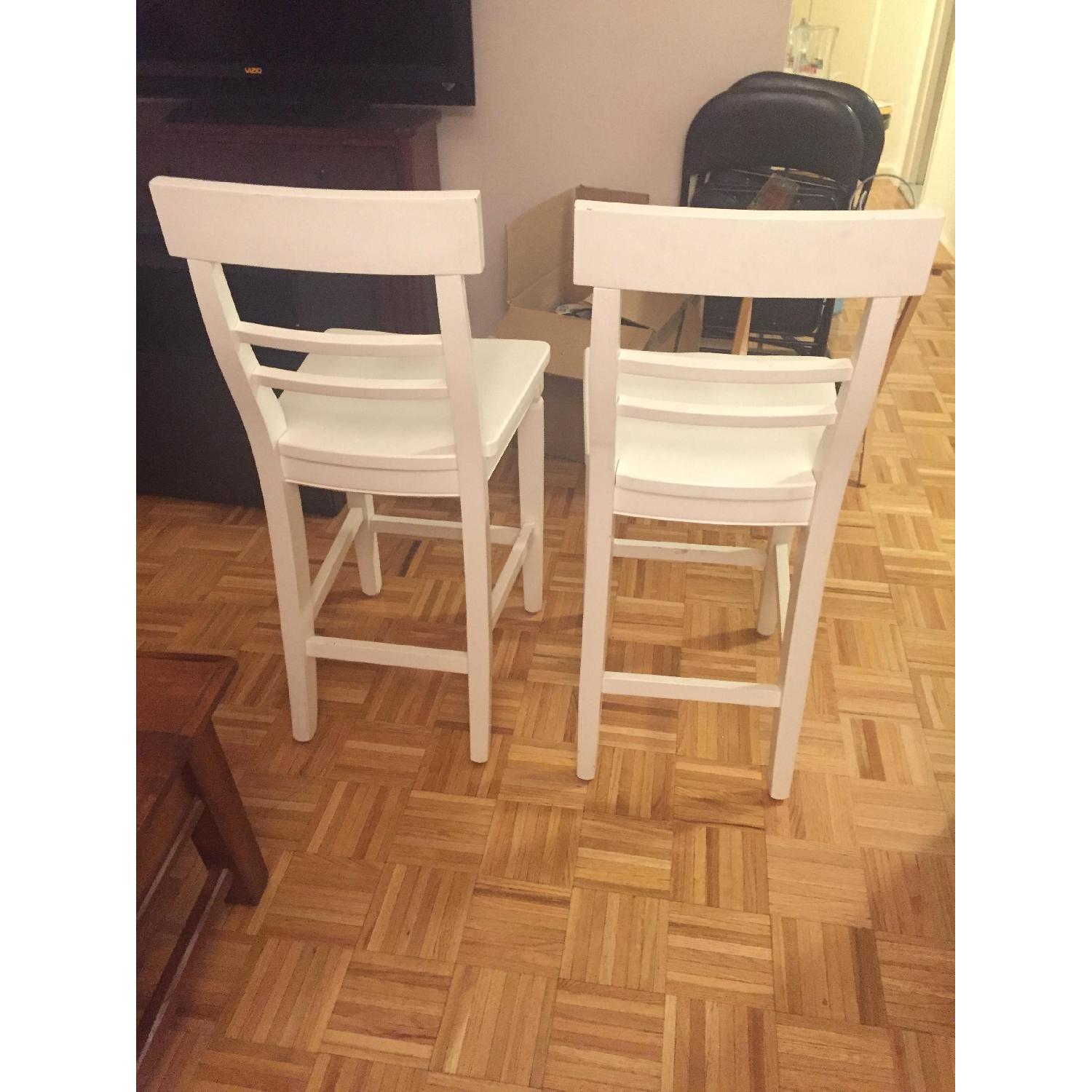 Pottery Barn White Bar Stools - Pair - image-2