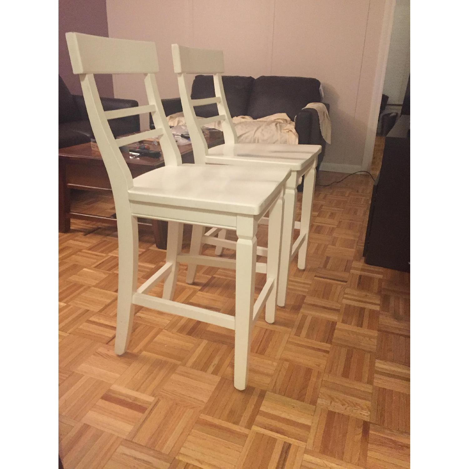 Pottery Barn White Bar Stools - Pair - image-3