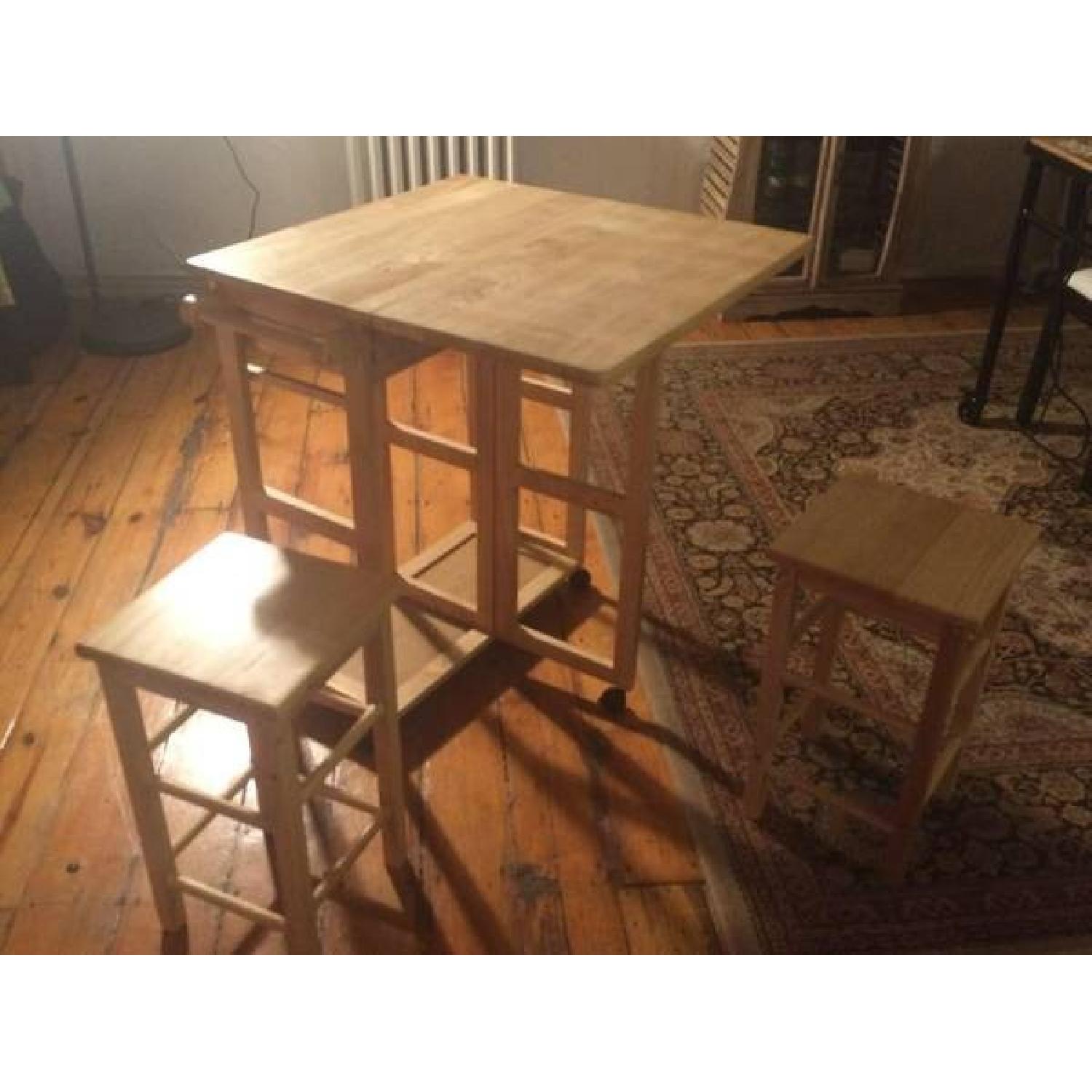 Folding Kitchenette Table w/ 2 Stools - image-2
