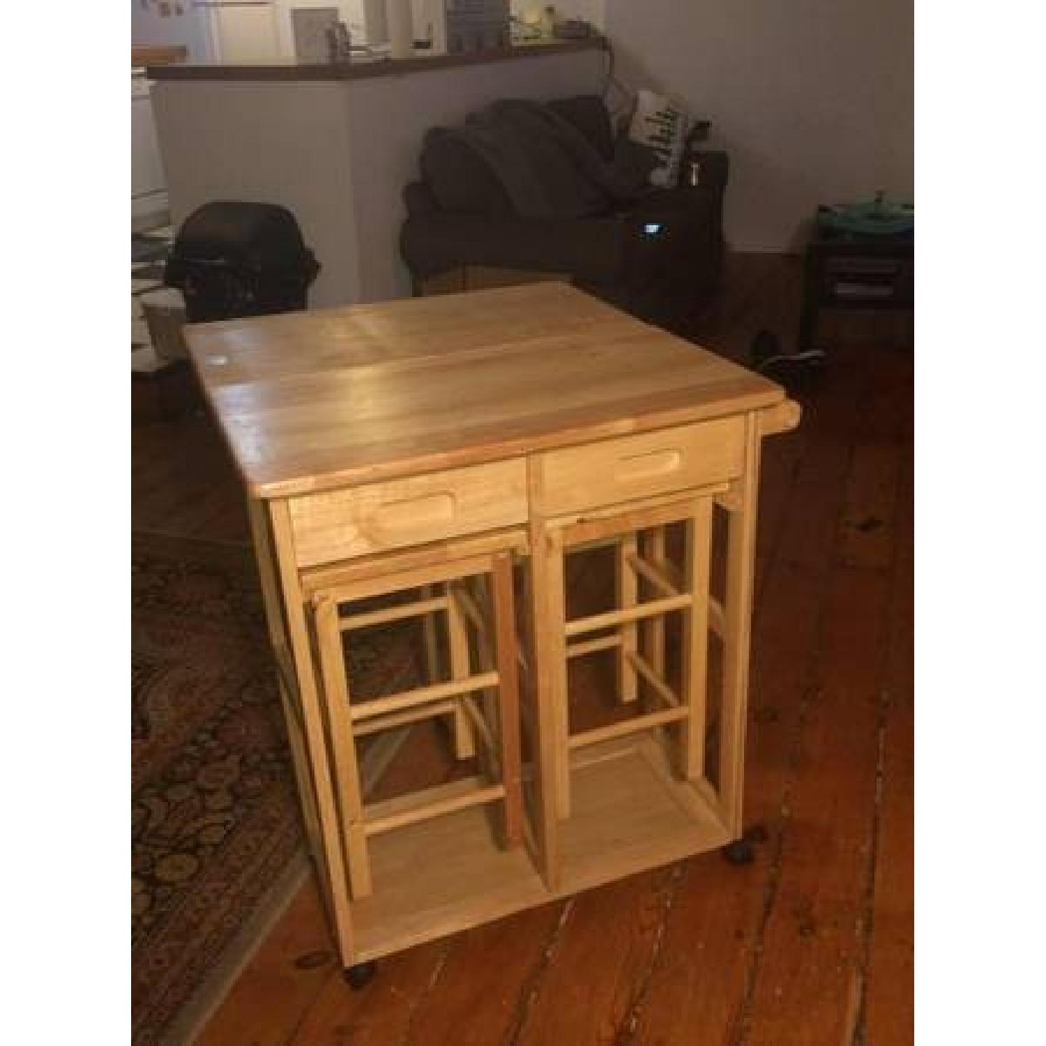 Folding Kitchenette Table w/ 2 Stools - image-3