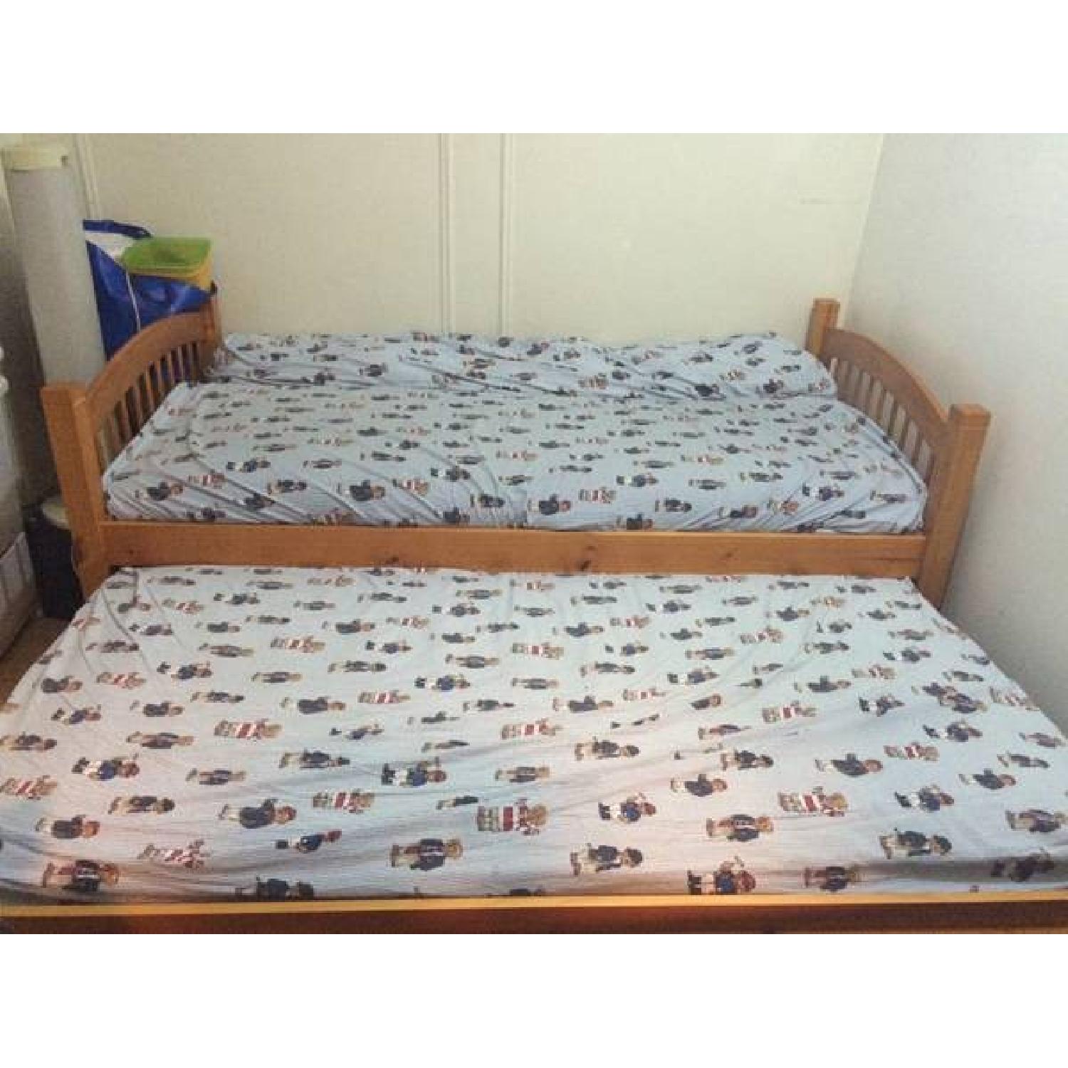 Twin Size Bed Frame w/ Twin Trundle - image-1