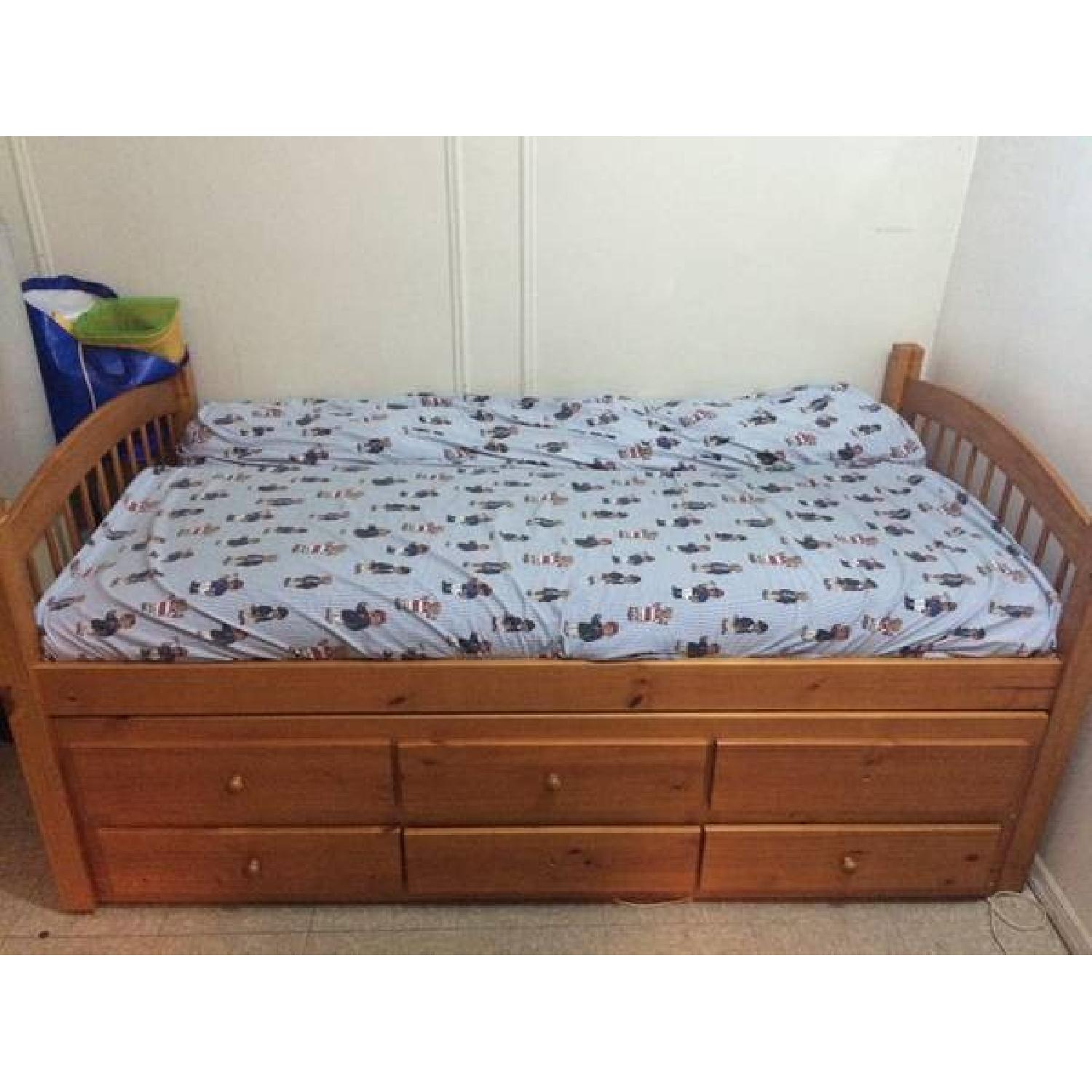 Twin Size Bed Frame w/ Twin Trundle - image-3