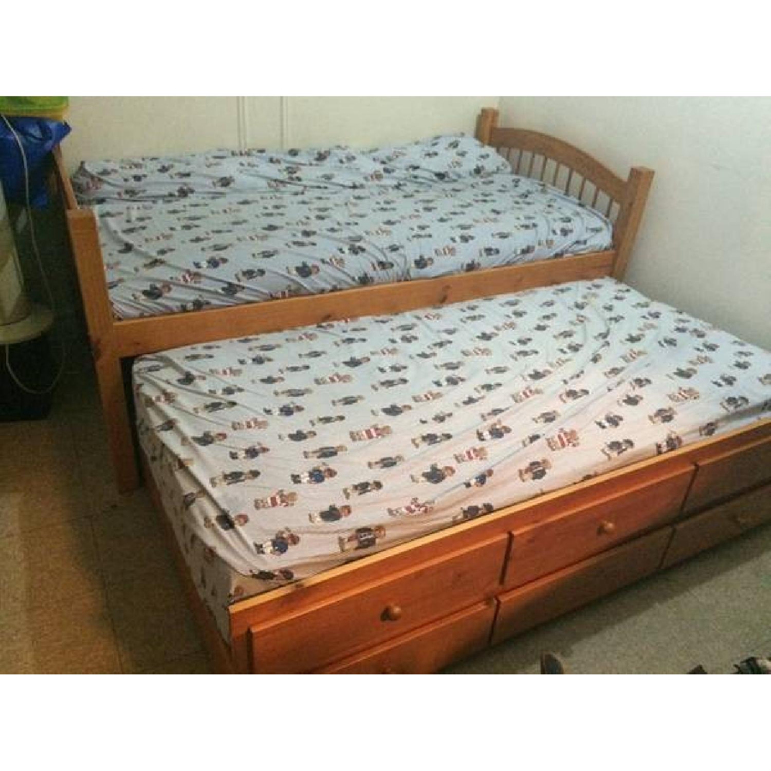 Twin Size Bed Frame w/ Twin Trundle - image-4