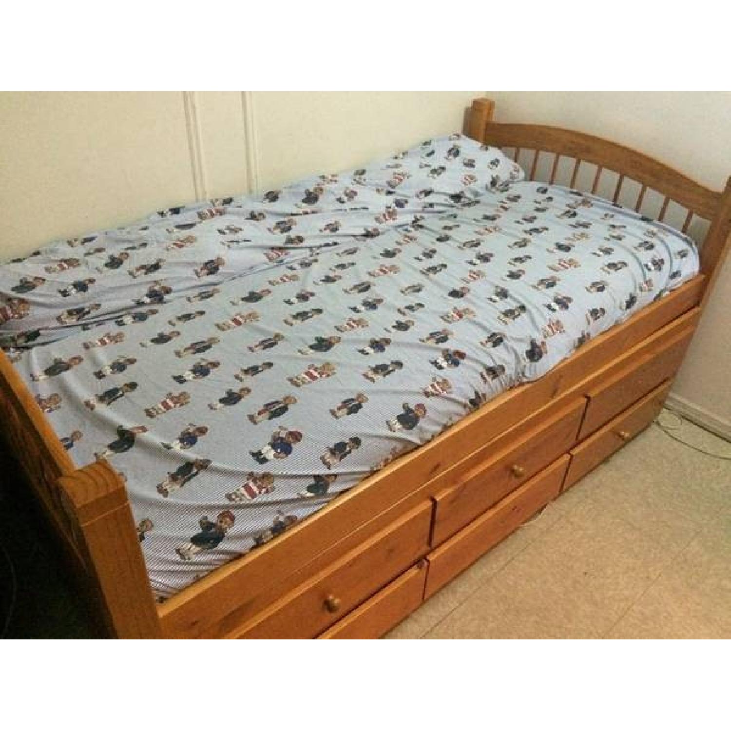 Twin Size Bed Frame w/ Twin Trundle - image-5