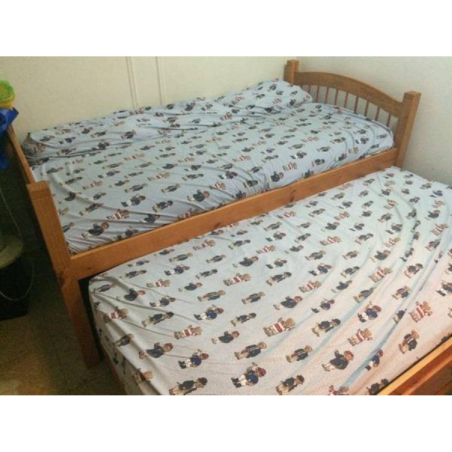 Twin Size Bed Frame w/ Twin Trundle - image-8