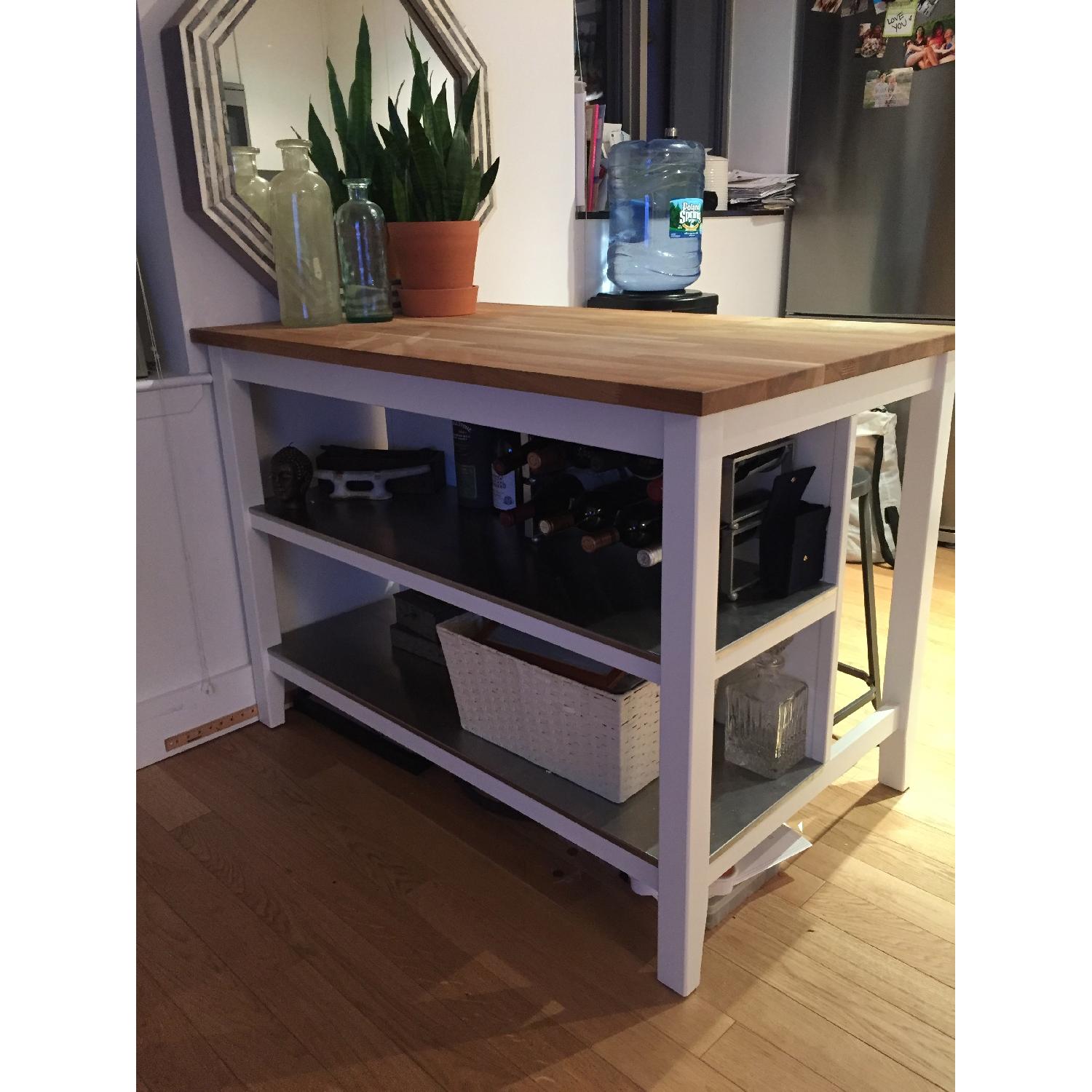 Ikea White Oat Kitchen Island - image-2