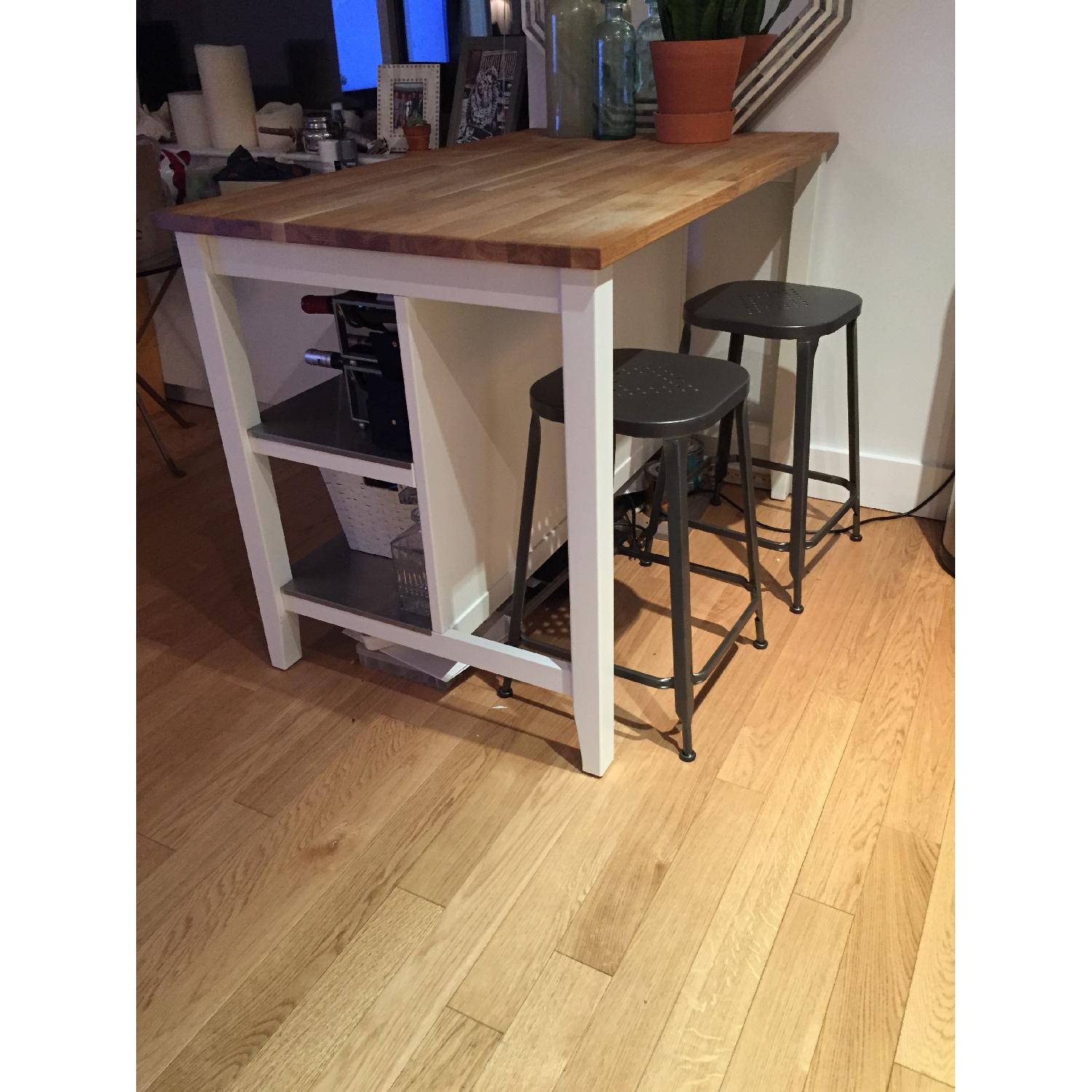 Ikea White Oat Kitchen Island - image-3