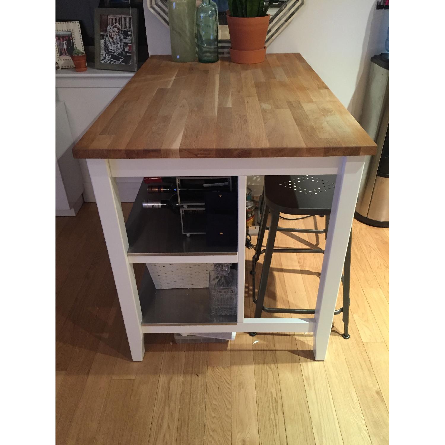 Ikea White Oat Kitchen Island - image-4