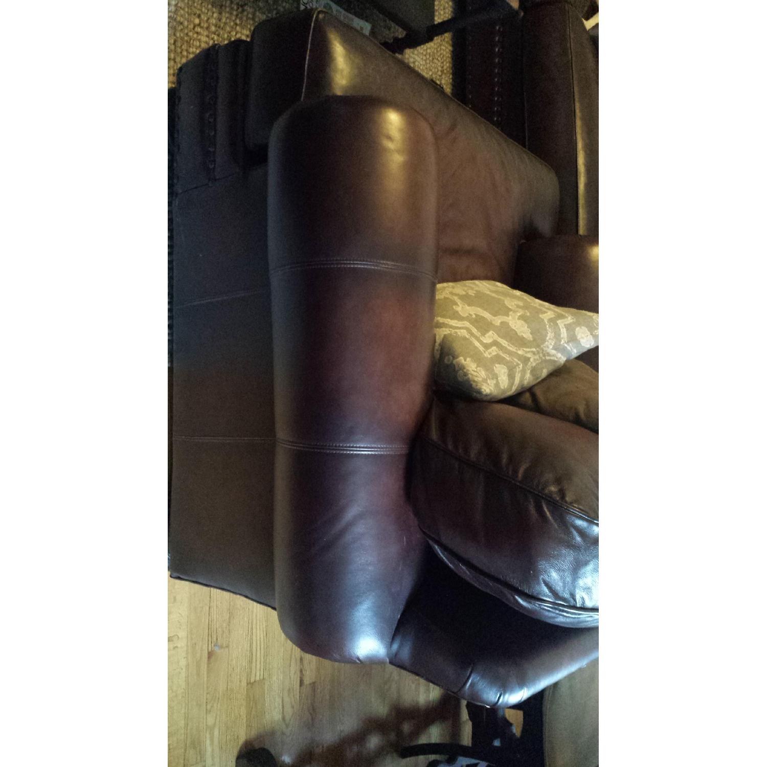 Leather Club Chair w/ Ottoman - image-1