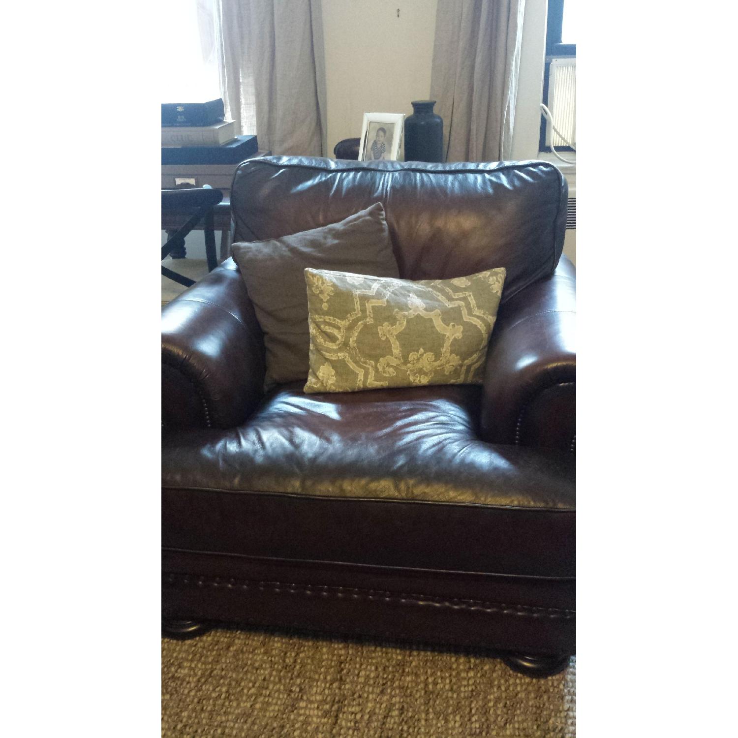 Leather Club Chair w/ Ottoman - image-2