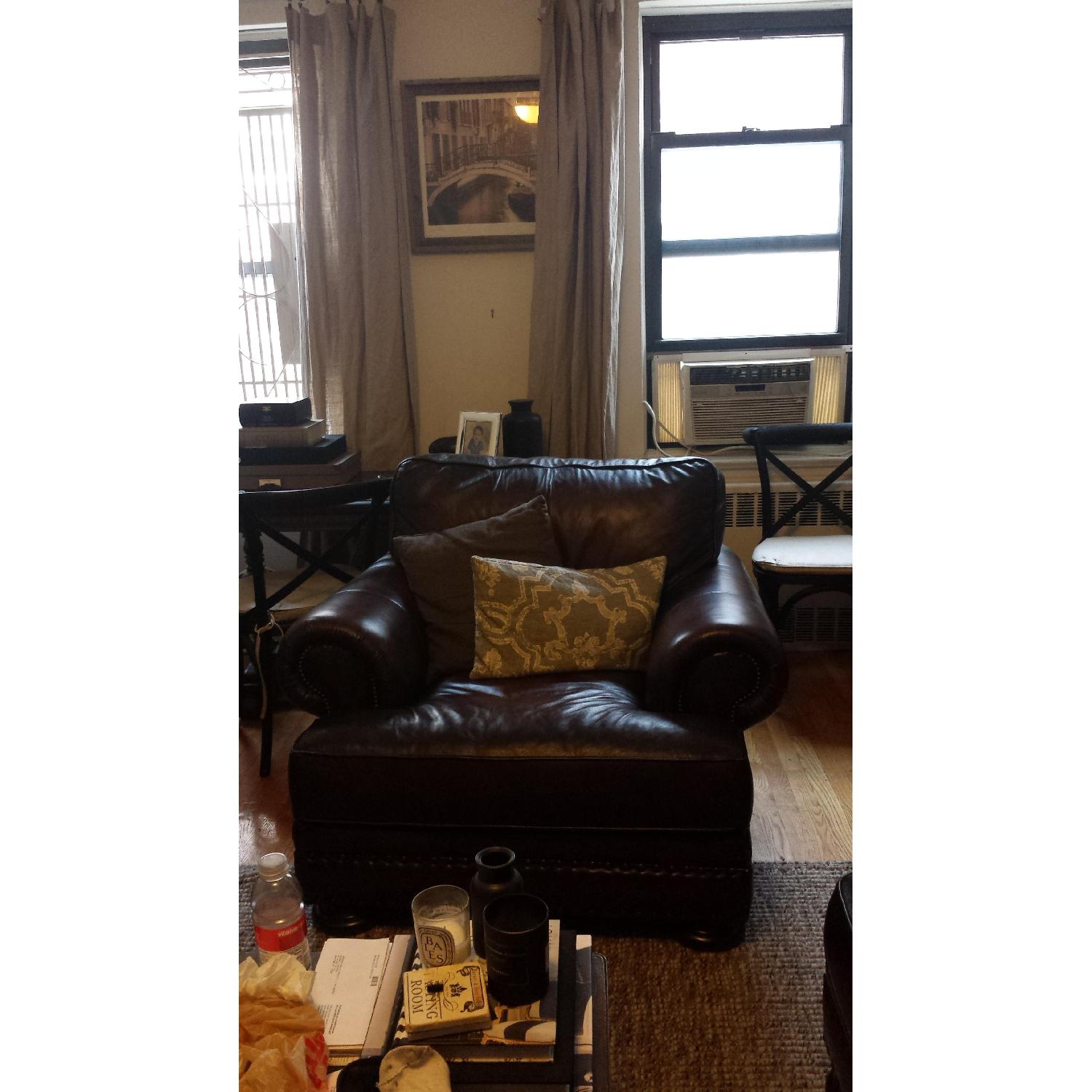 Leather Club Chair w/ Ottoman - image-7