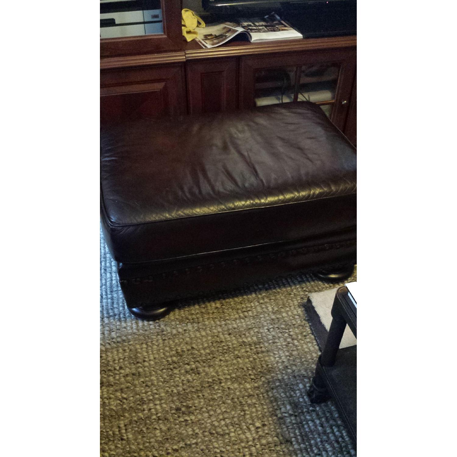 Leather Club Chair w/ Ottoman - image-9