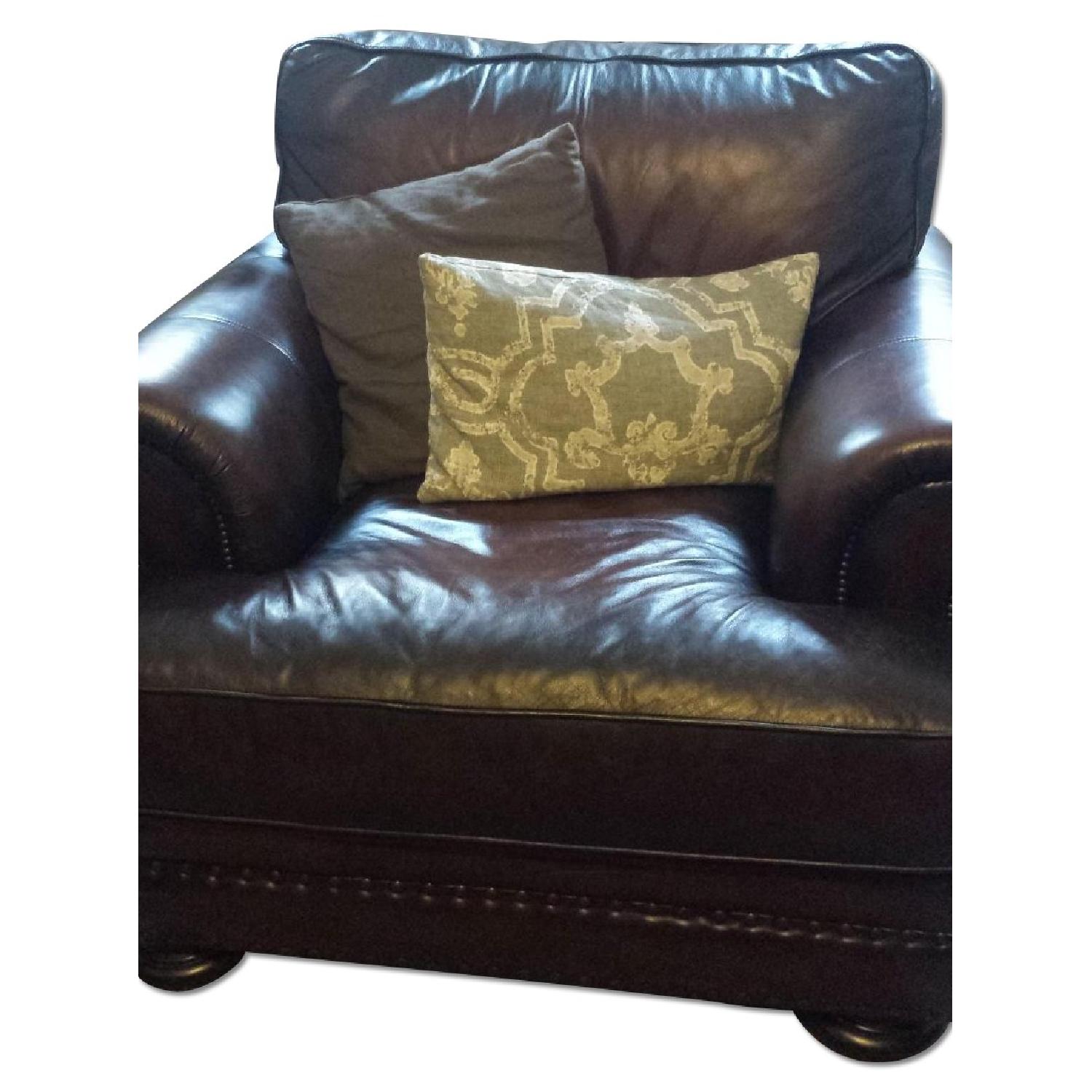 Leather Club Chair w/ Ottoman - image-0
