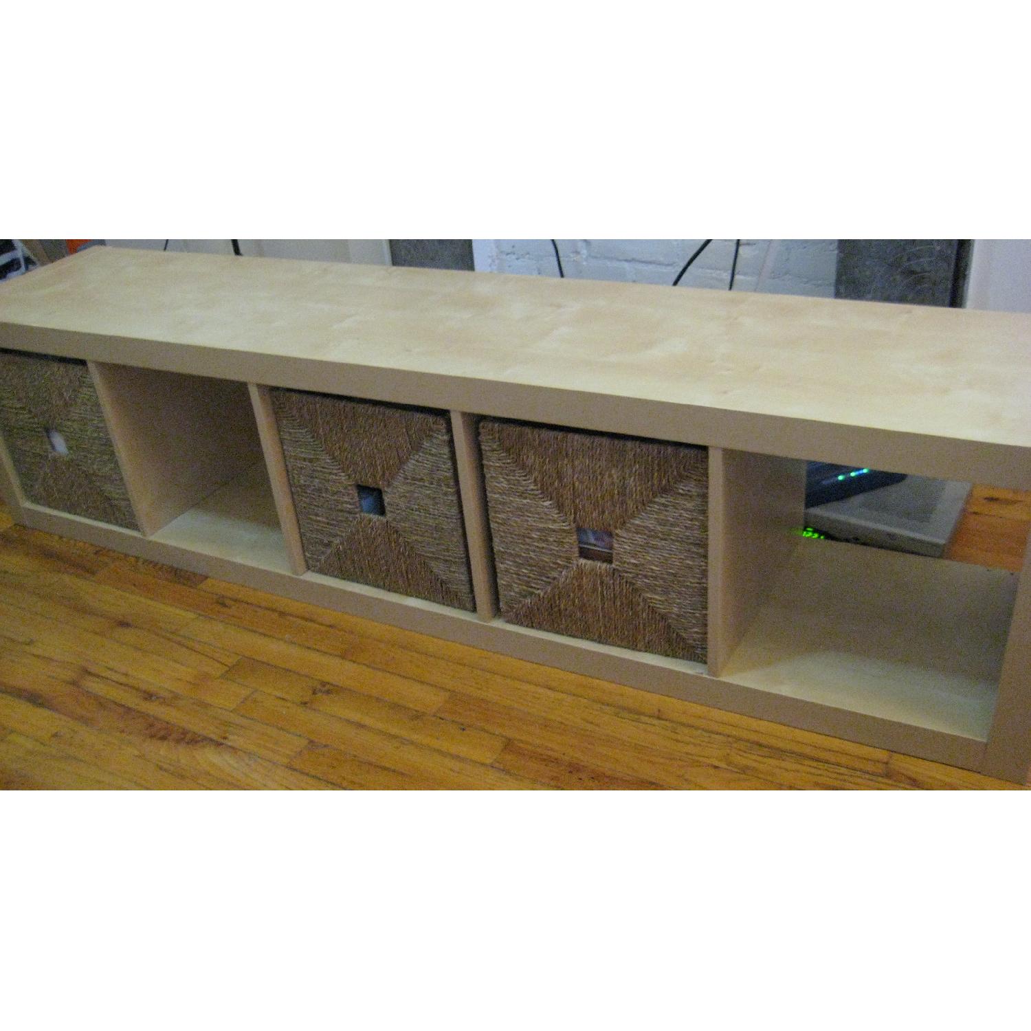 Ikea Kallax Shelving Unit w/ 3 Seagrass Baskets AptDeco