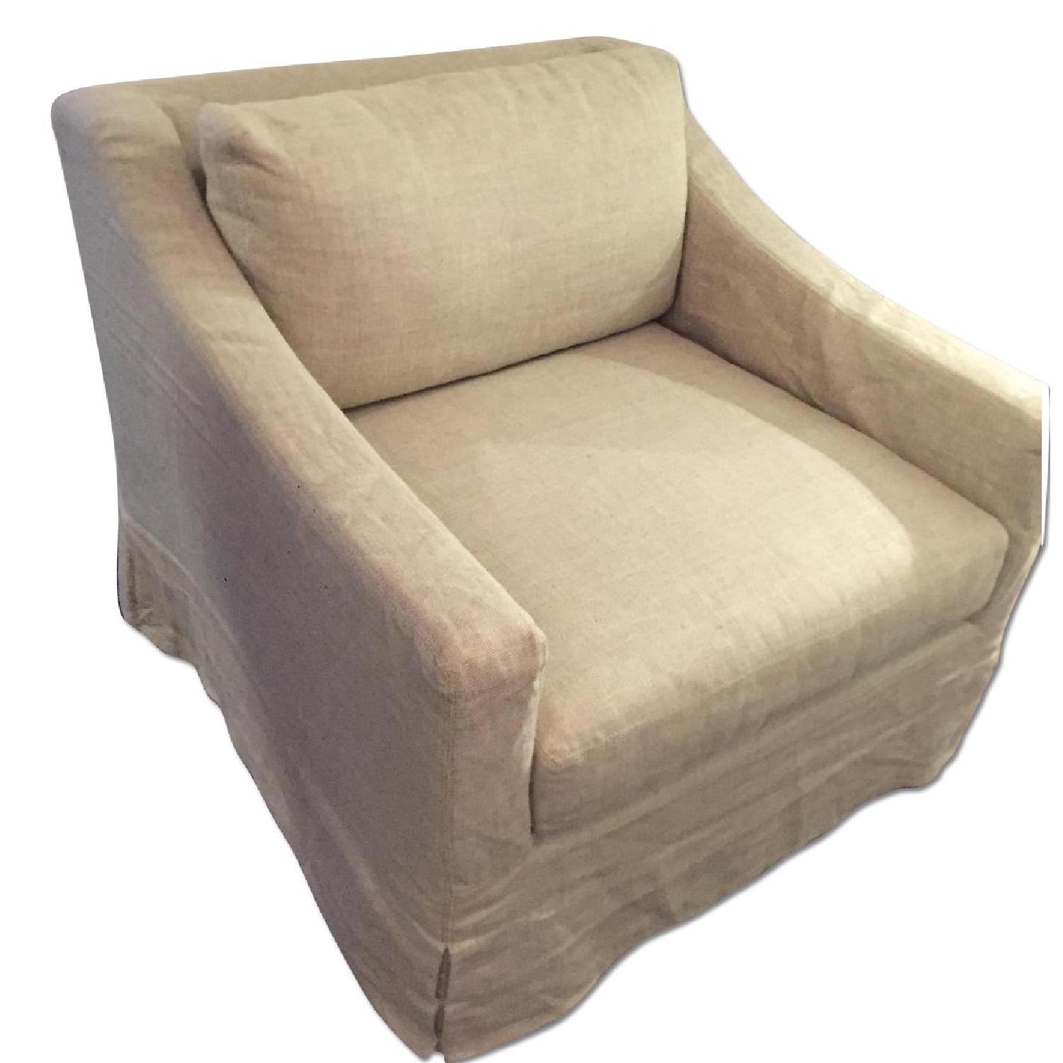 Restoration Hardware Belgian Linen Arm Chair