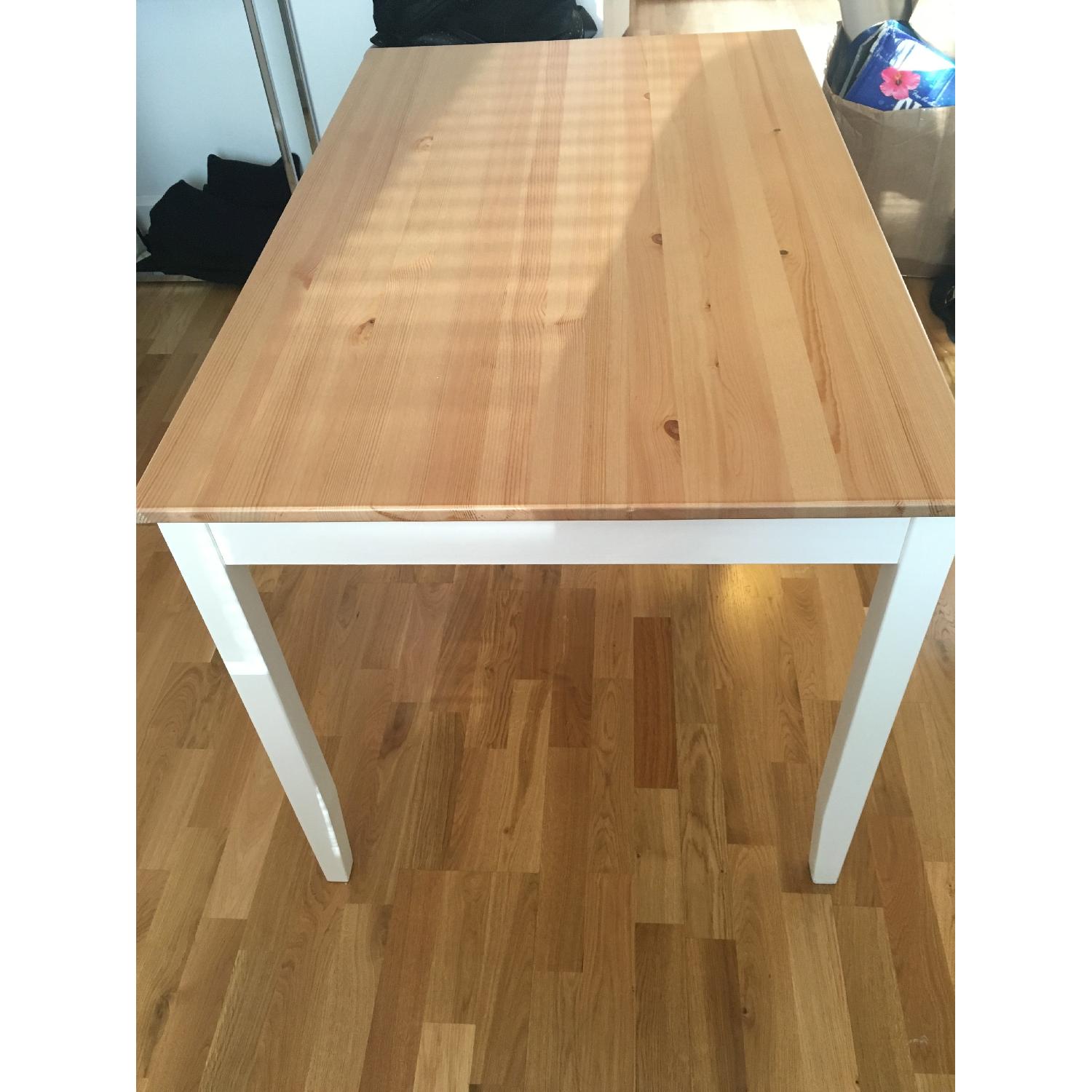 Wood Table w/ White Base - image-2