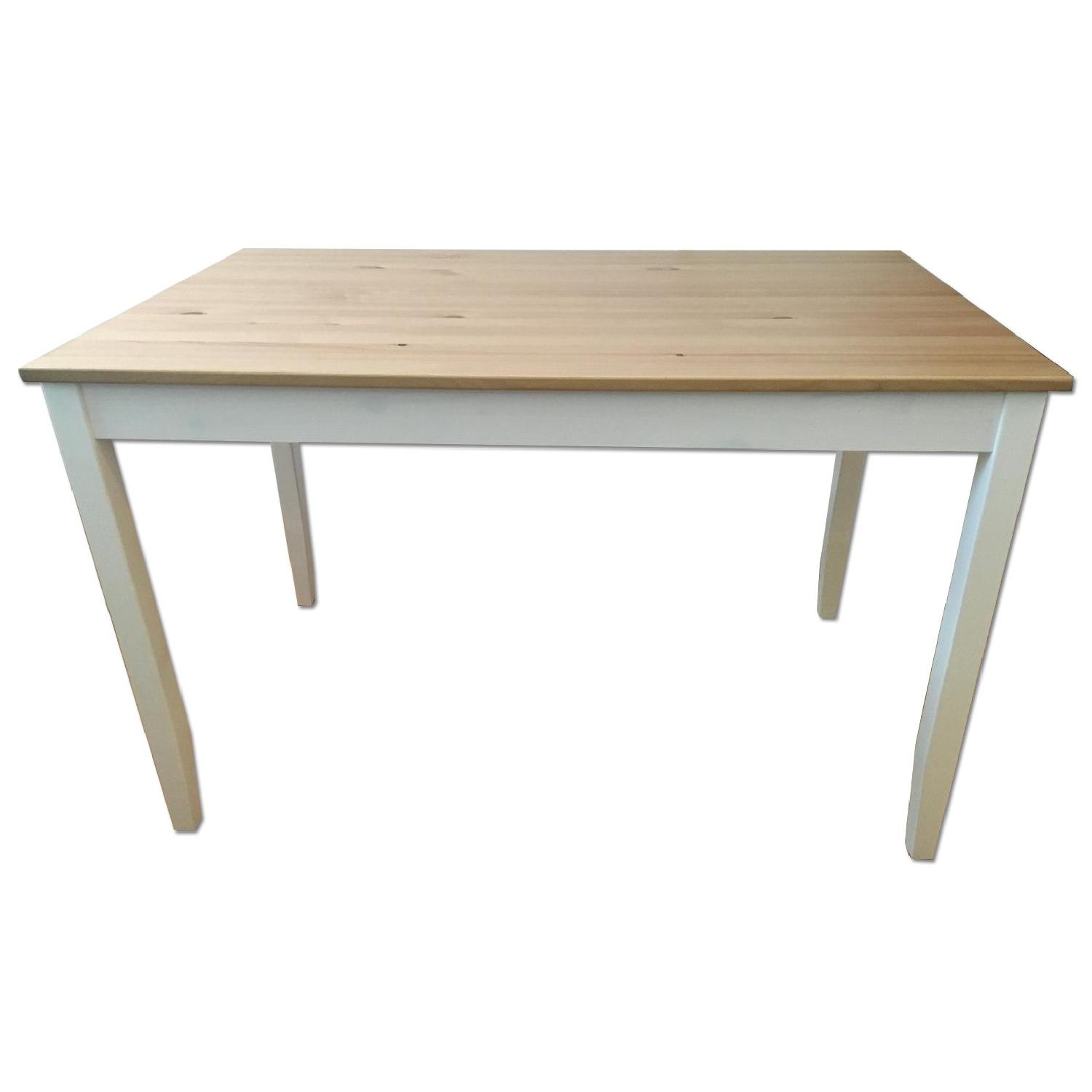Wood Table w/ White Base AptDeco