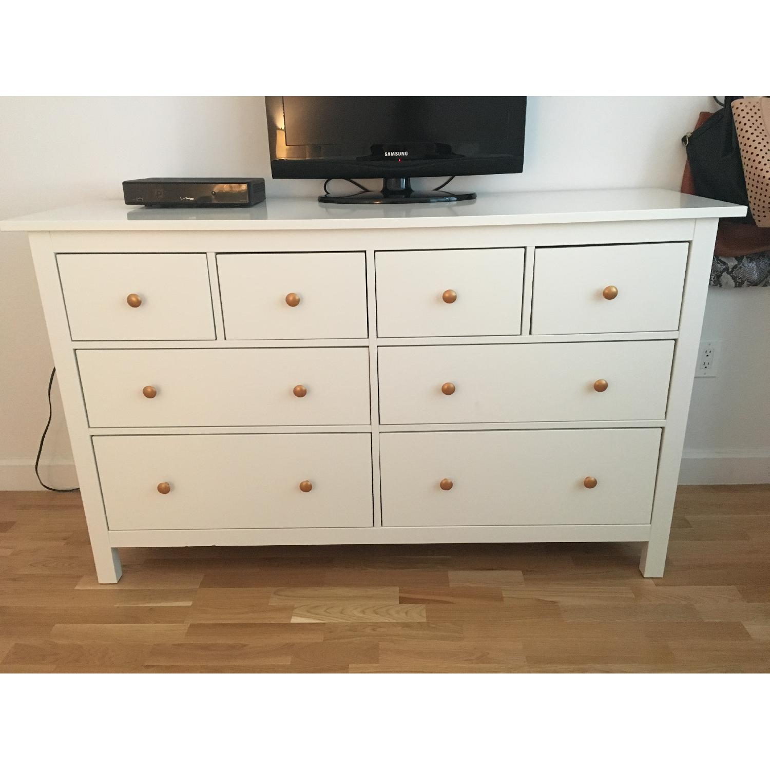 Ikea White Dresser w/ Hand Painted Gold Knobs - image-5