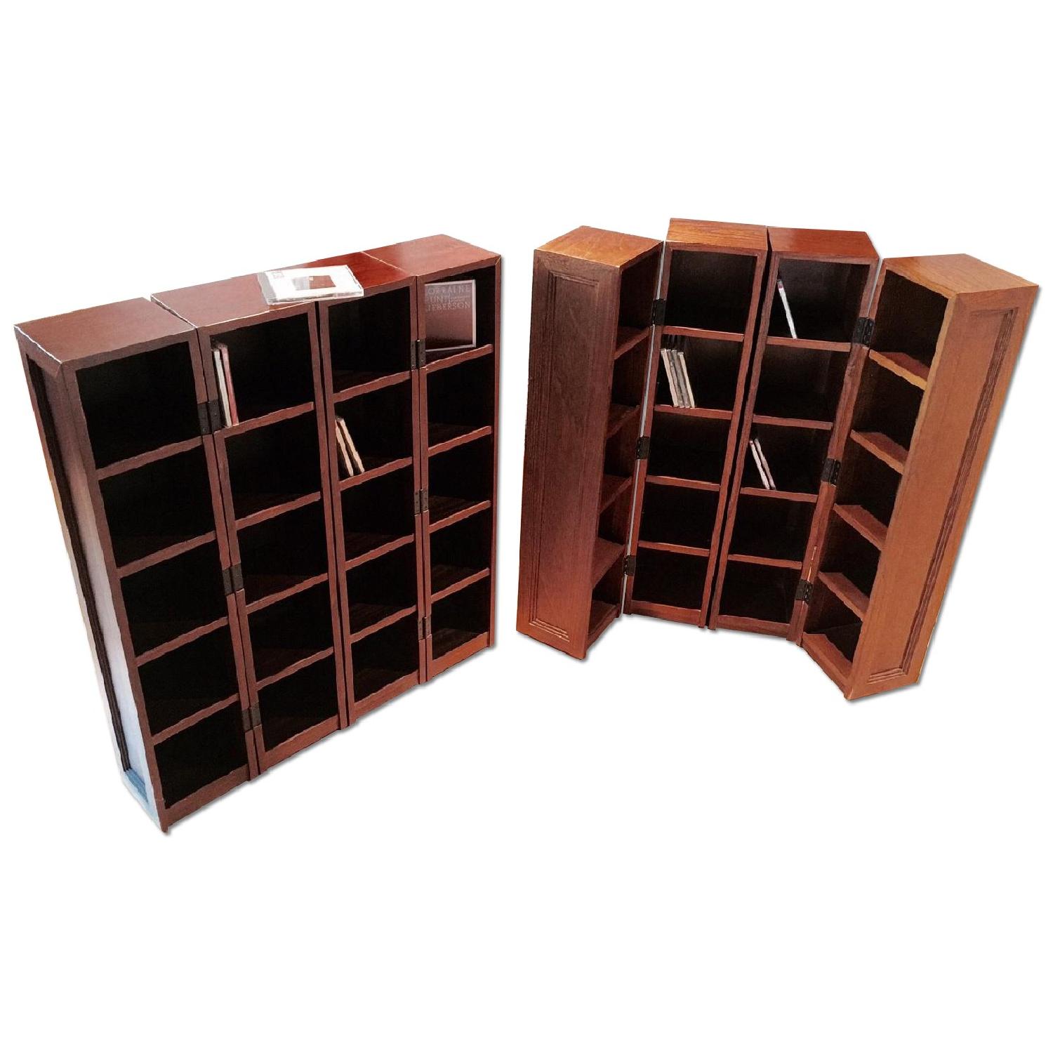 Pottery Barn Mahogany CD Storage Racks Pair AptDeco