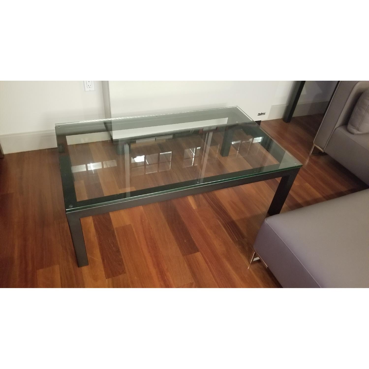 Crate & Barrel Parsons Clear Glass Top Coffee Table - image-1