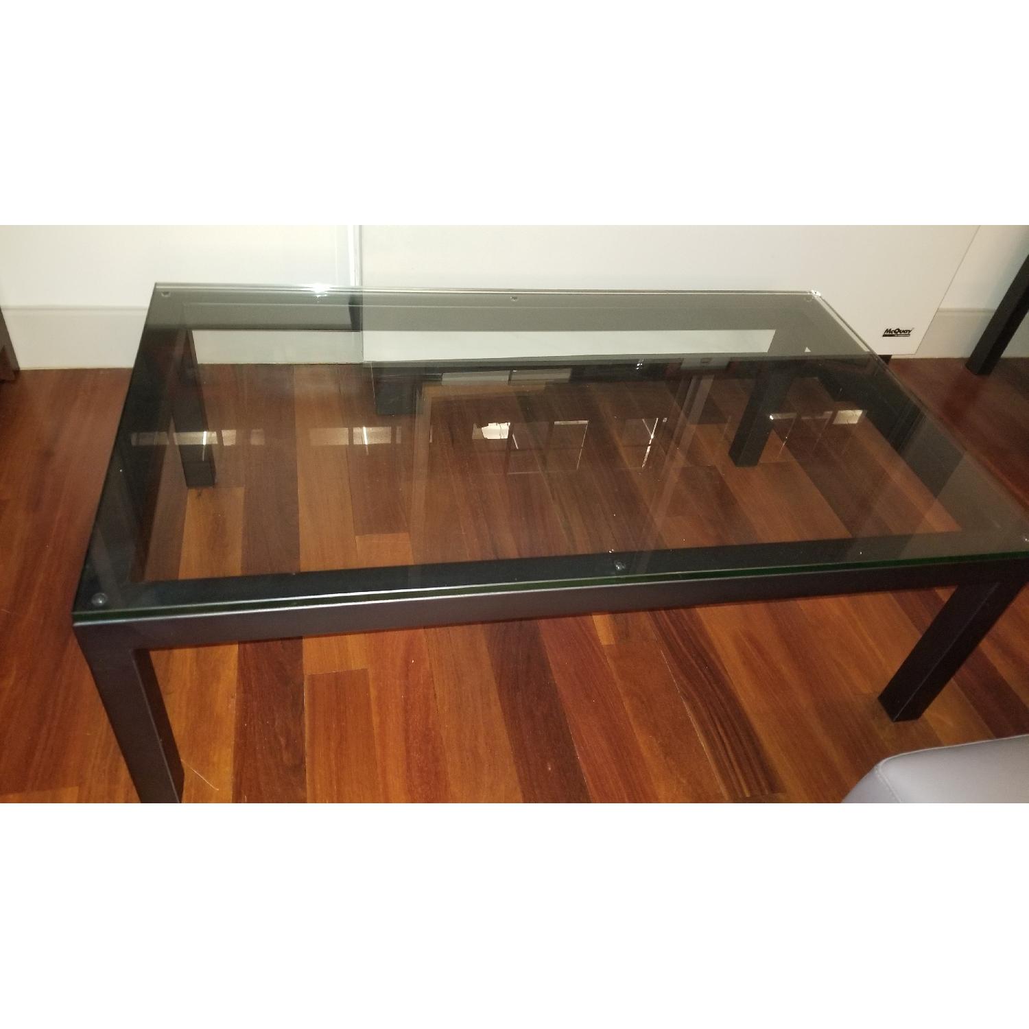 Crate & Barrel Parsons Clear Glass Top Coffee Table - image-3