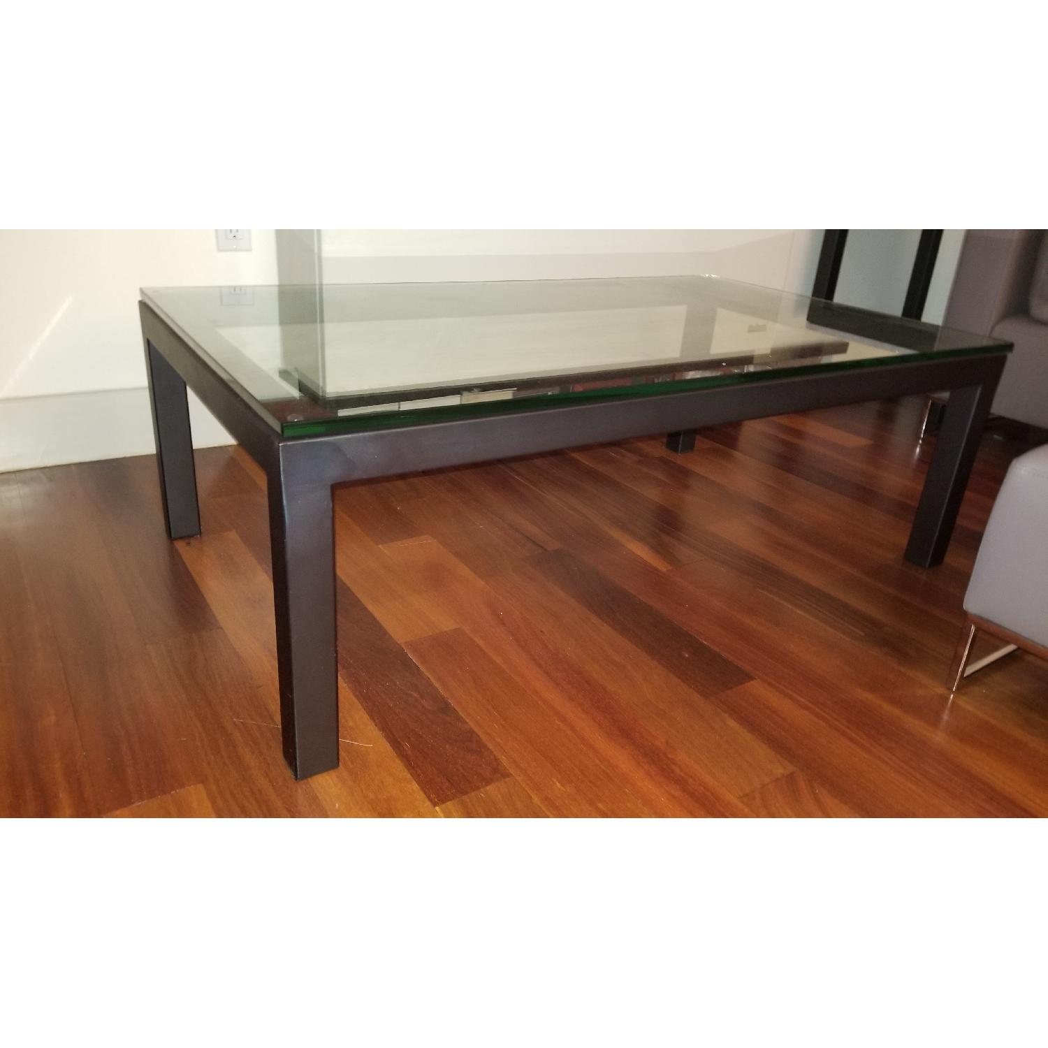 Crate & Barrel Parsons Clear Glass Top Coffee Table - image-4