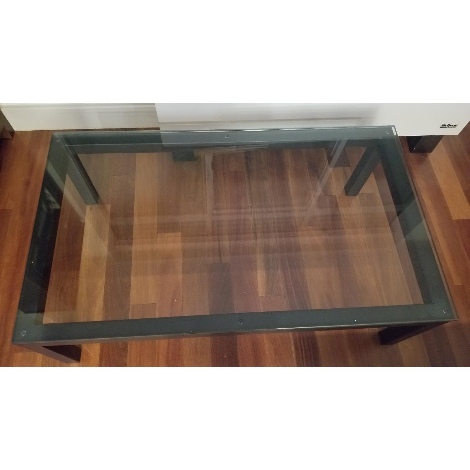 Crate & Barrel Parsons Clear Glass Top Coffee Table - image-5