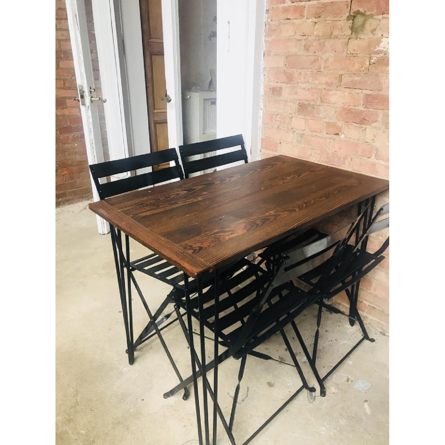 Custom Made Walnut Dining Table w/ 4 Chairs - AptDeco