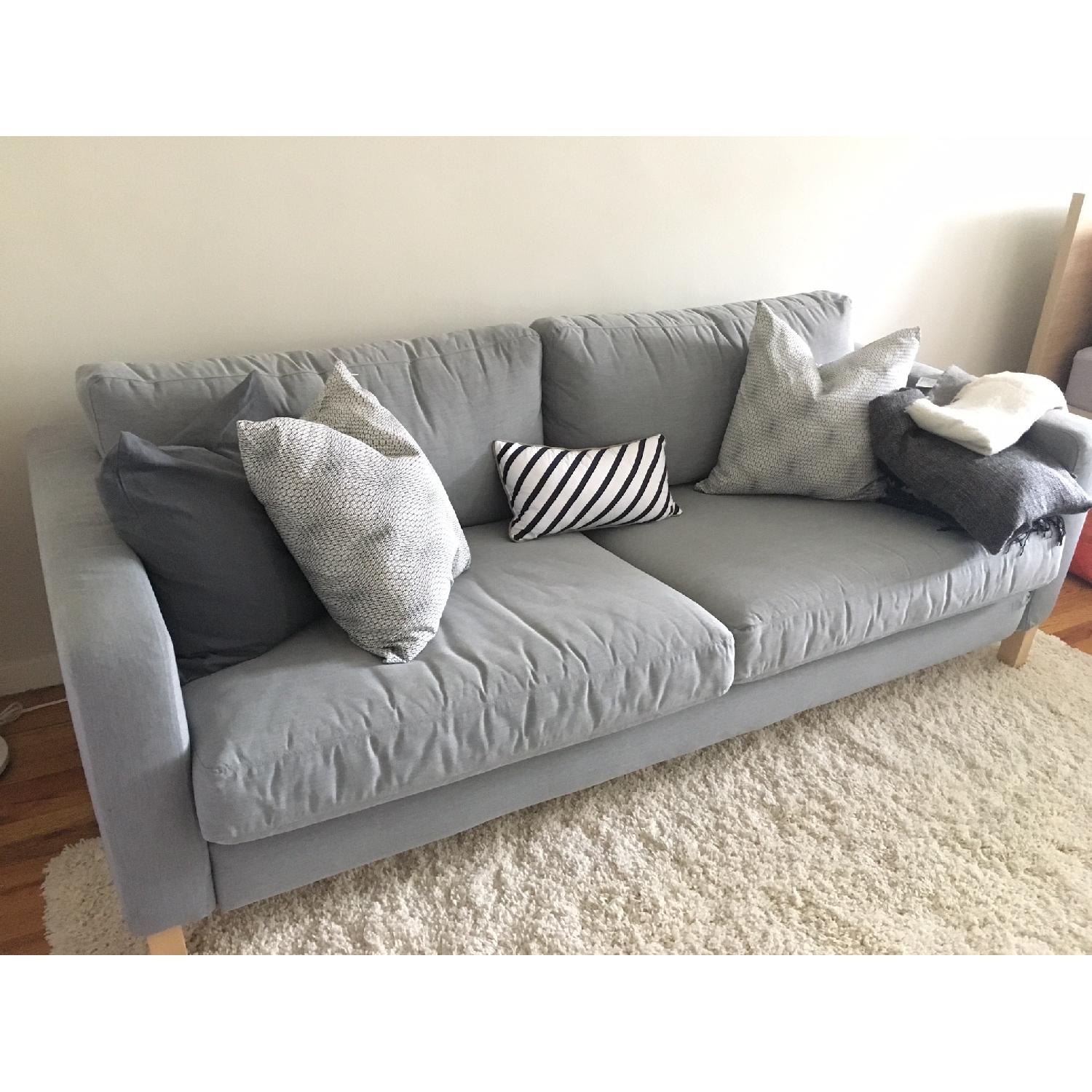 Ikea Karlstad Modern Light Gray Sofa AptDeco