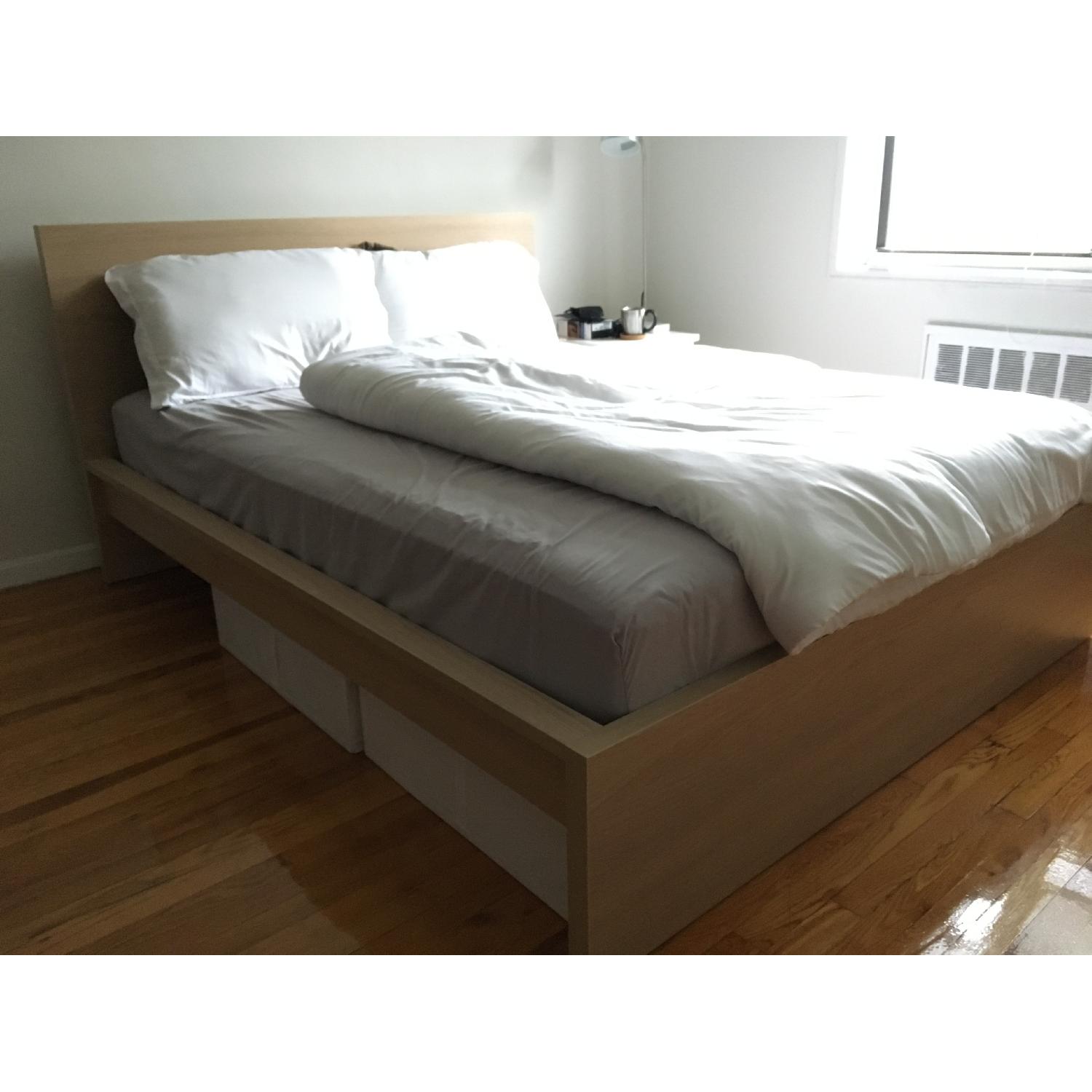 Ikea Malm Birch High Bed Frame w/ Luroy Bed Base - image-2