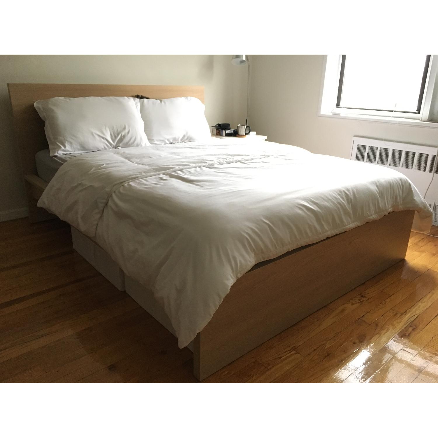 Ikea Malm Birch High Bed Frame w/ Luroy Bed Base - image-5