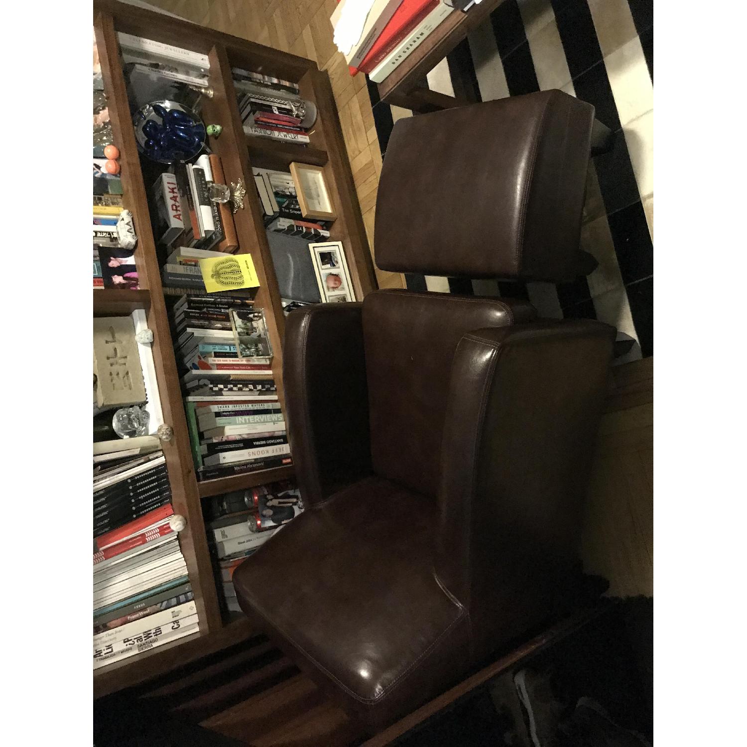 Ikea Dark Brown Faux Leather Armchair - image-2