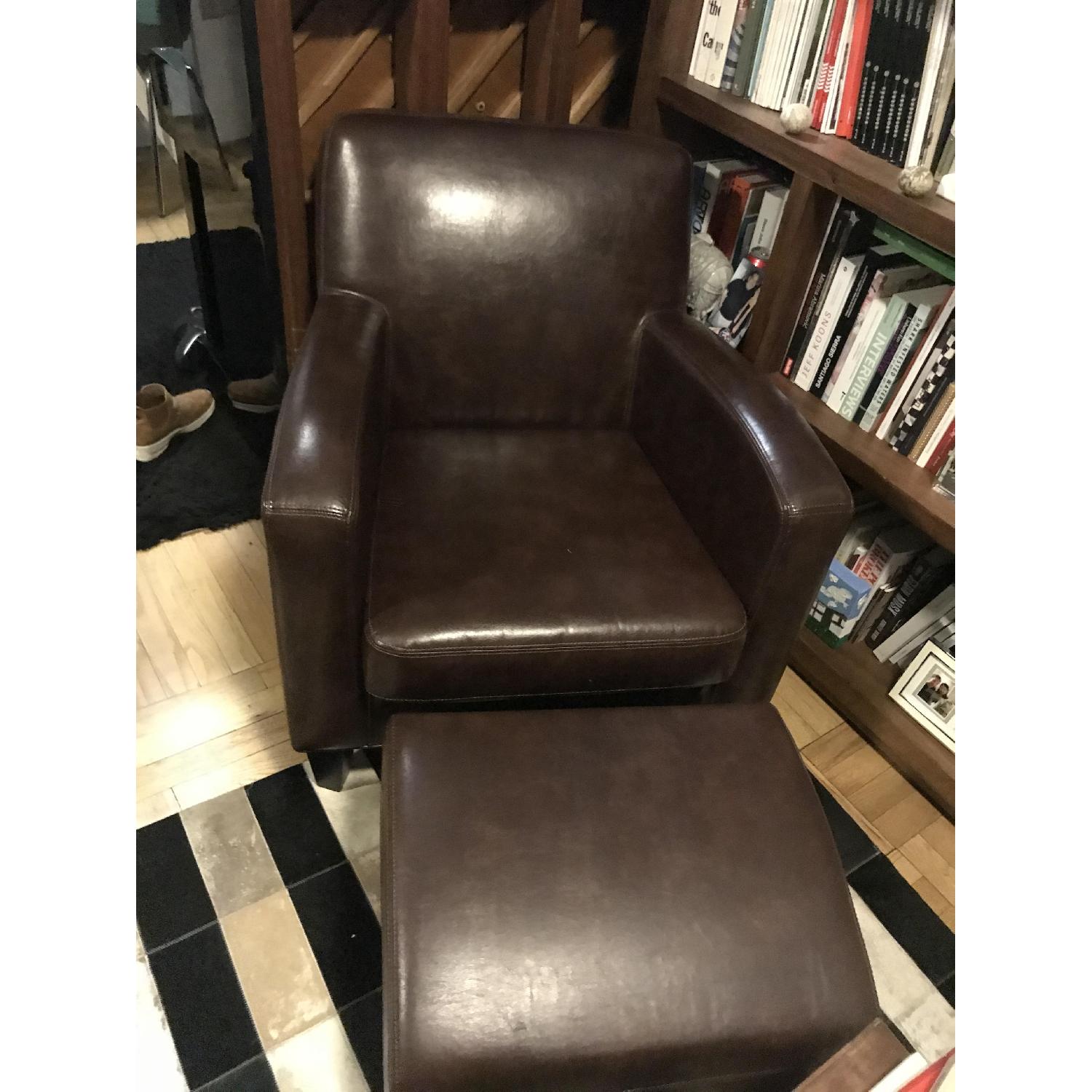 Ikea Dark Brown Faux Leather Armchair - image-3