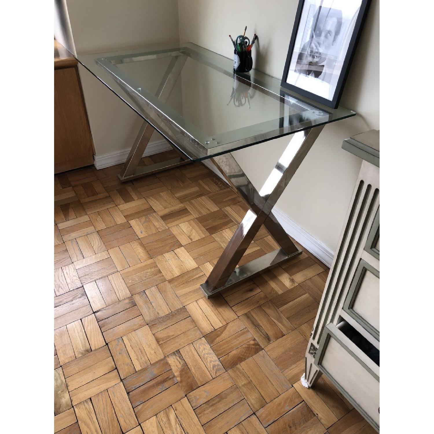 Pottery Barn Ava Metal Desk w/ Glass Top - image-2