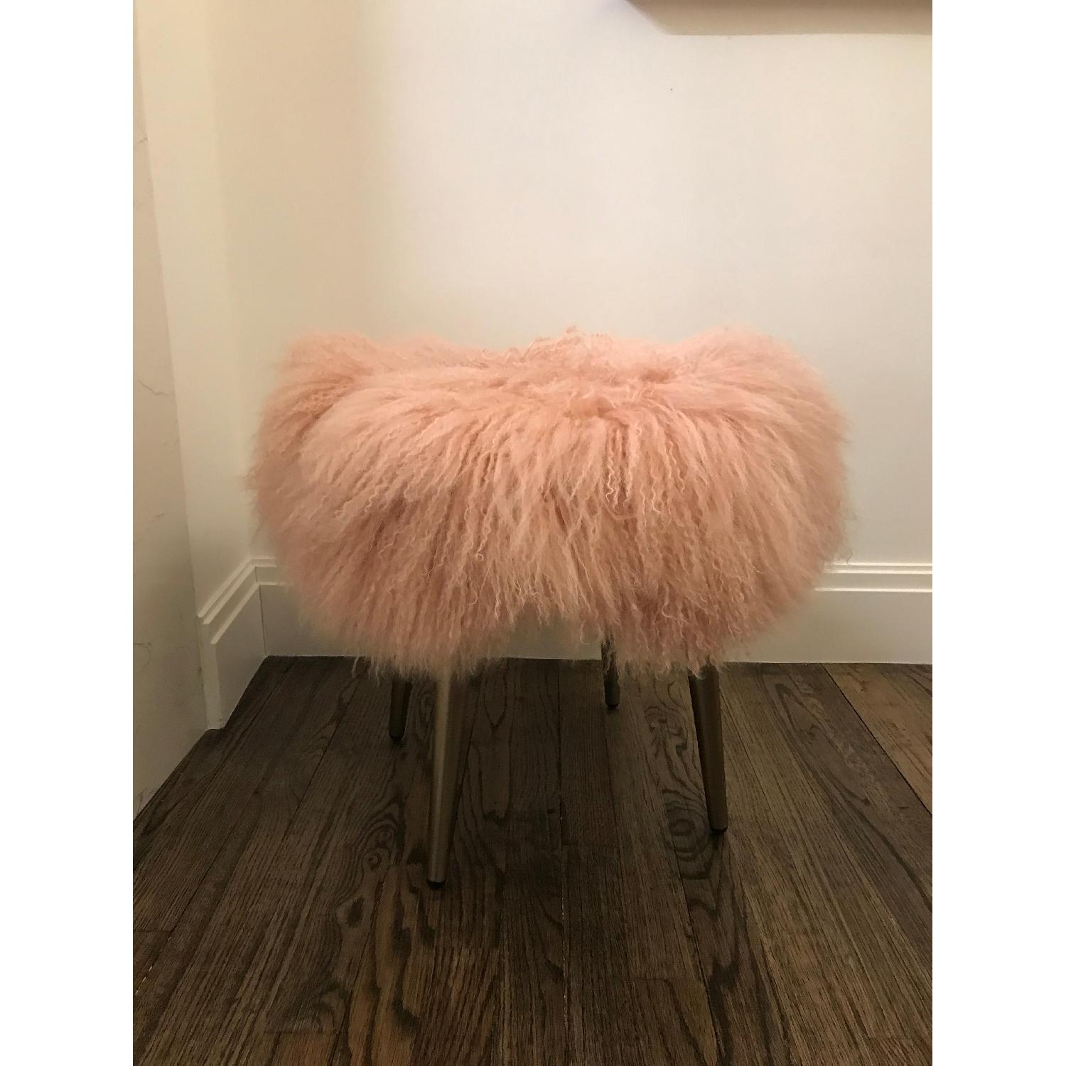 West Elm Mongolian Lamb Fur Stool - image-1