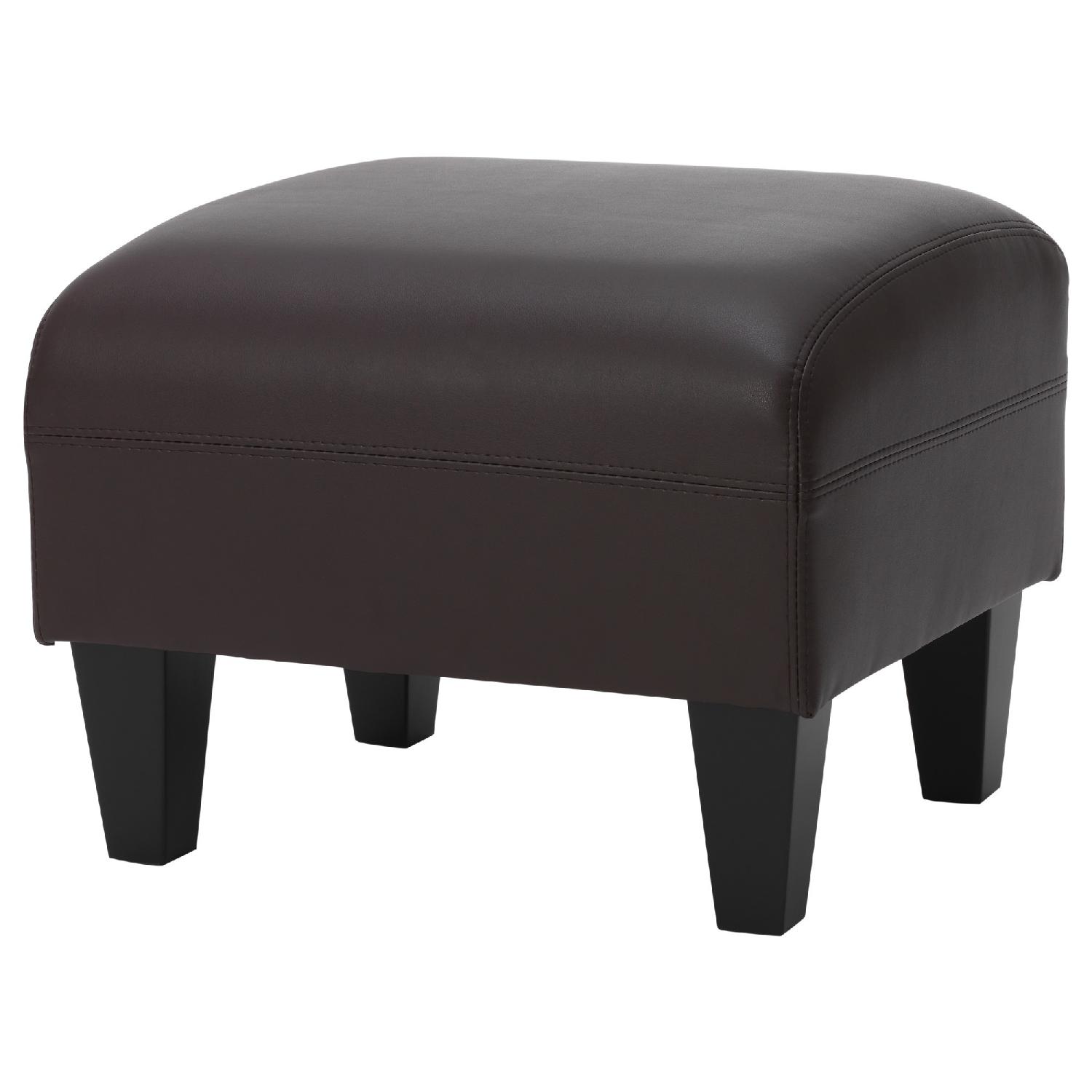 Ikea Jappling Brown Faux Leather Armchair & Ottoman - image-4