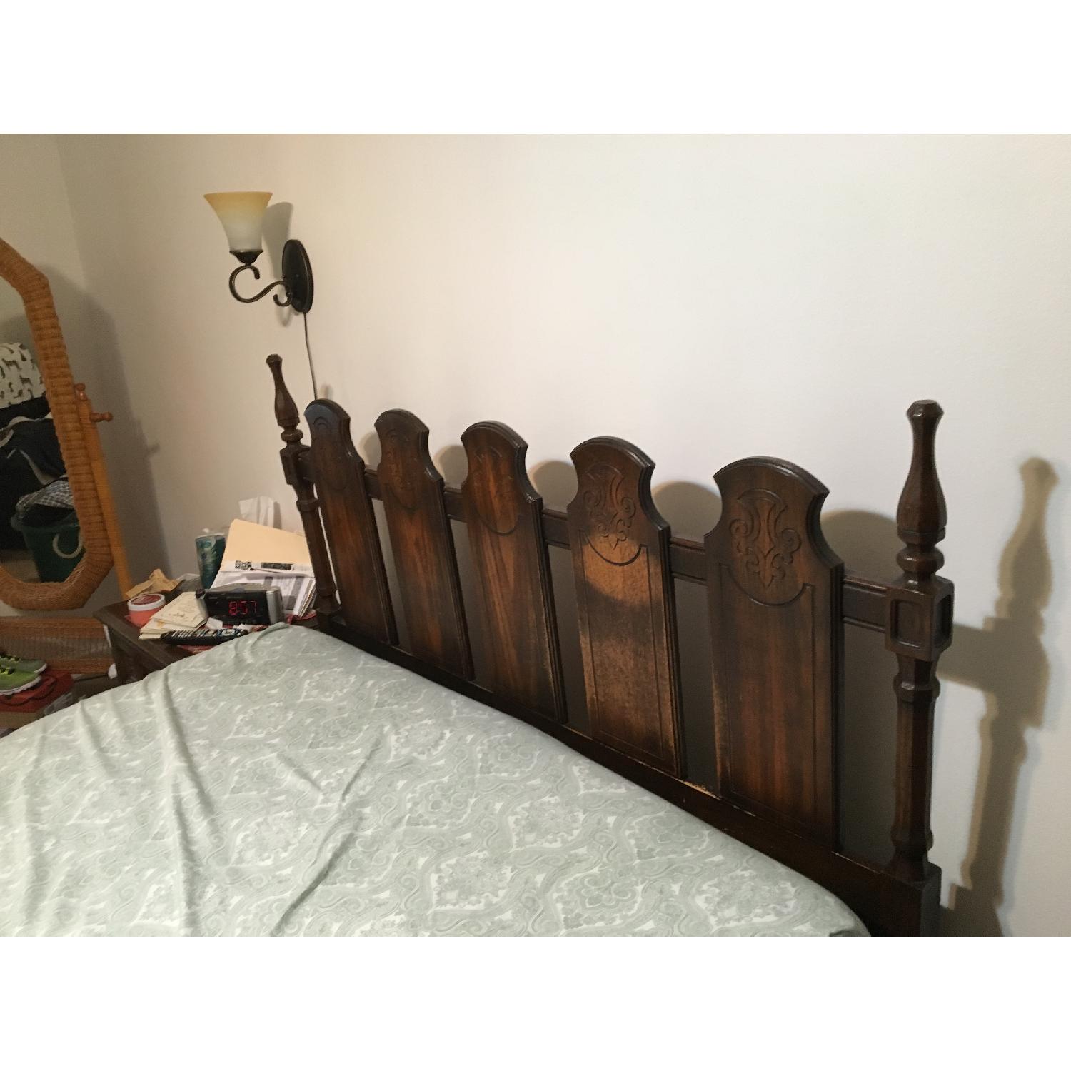 Vintage Queen Size Wood Bed Frame - image-2