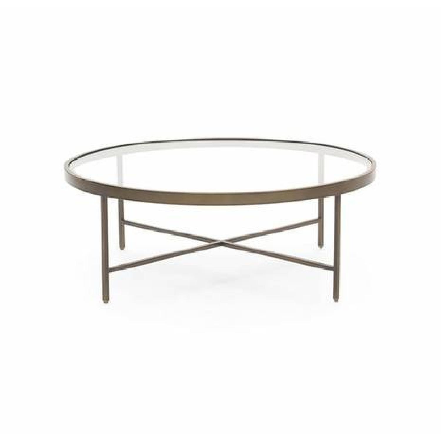 Mitchell Gold Vienna Antique Brass & Glass Cocktail Table - image-1