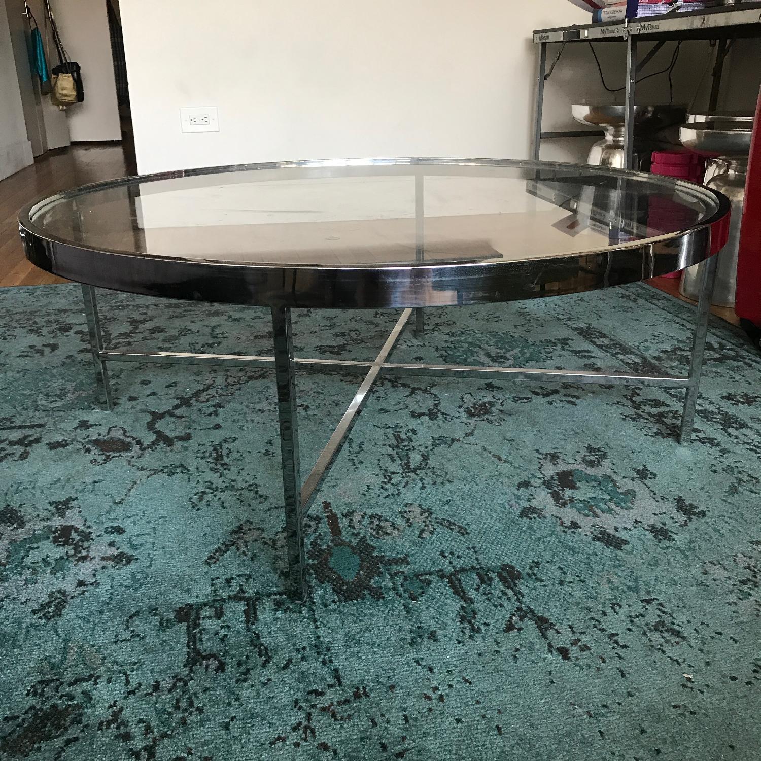 Mitchell Gold Vienna Antique Brass & Glass Cocktail Table - image-3