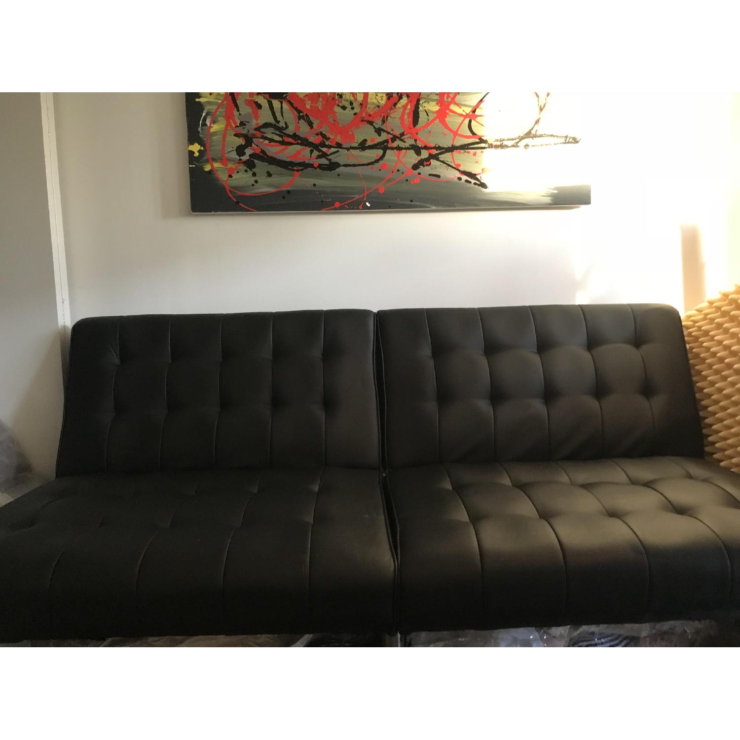 Black Convertible Twin Size Sleeper Sofa - image-2